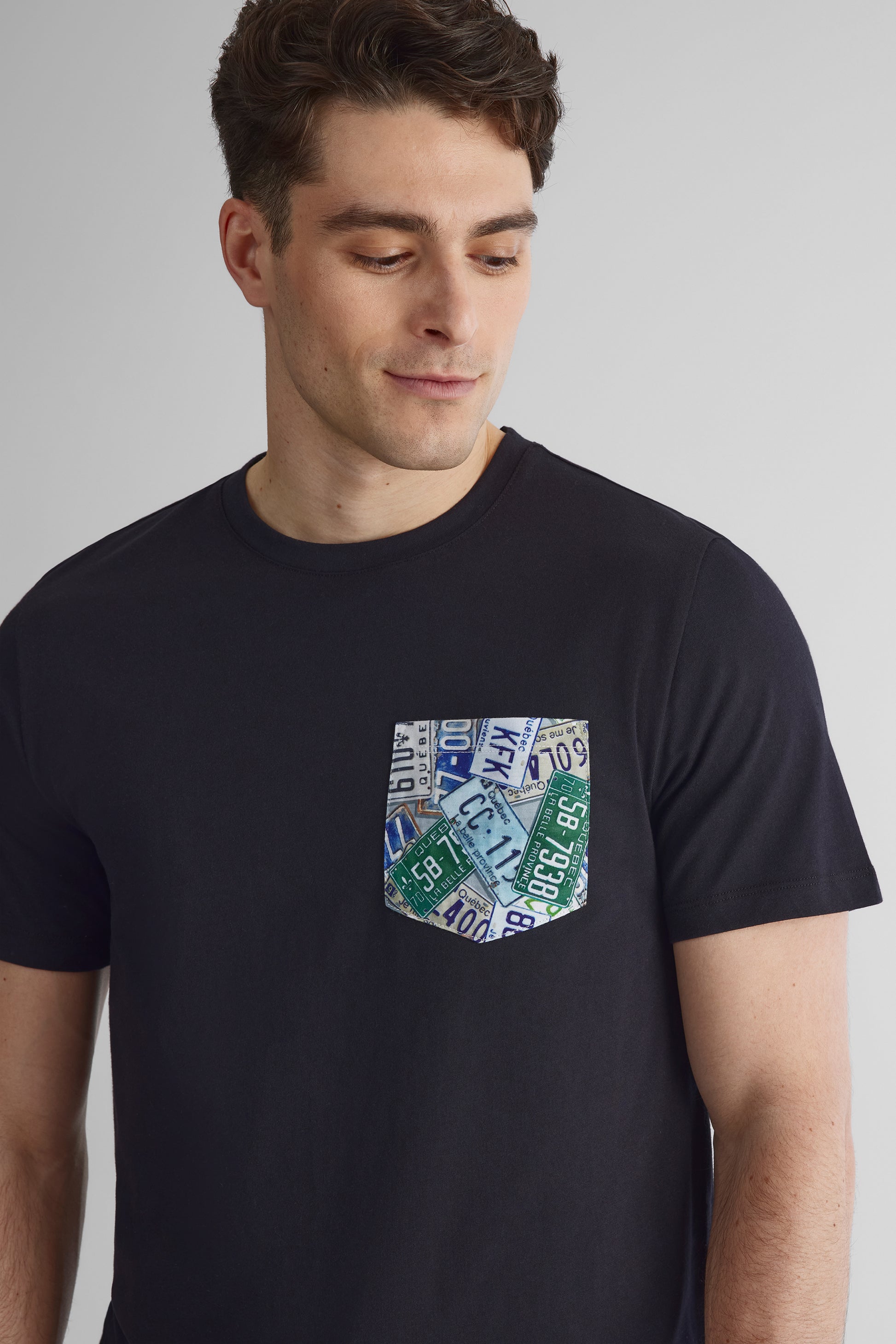T-shirt col rond poche graphique 2/30$ - Homme && NOIR