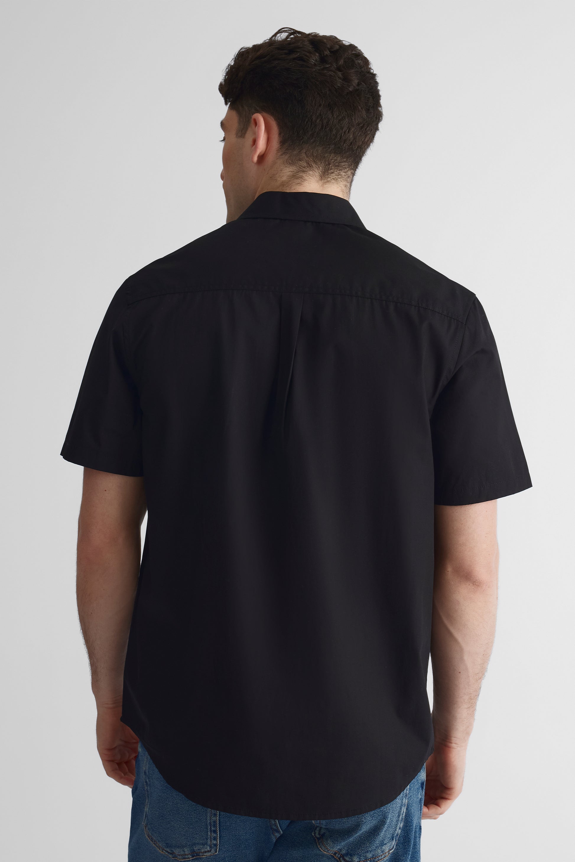 Chemise à manches courtes en poplin imprimée - Homme && NOIR