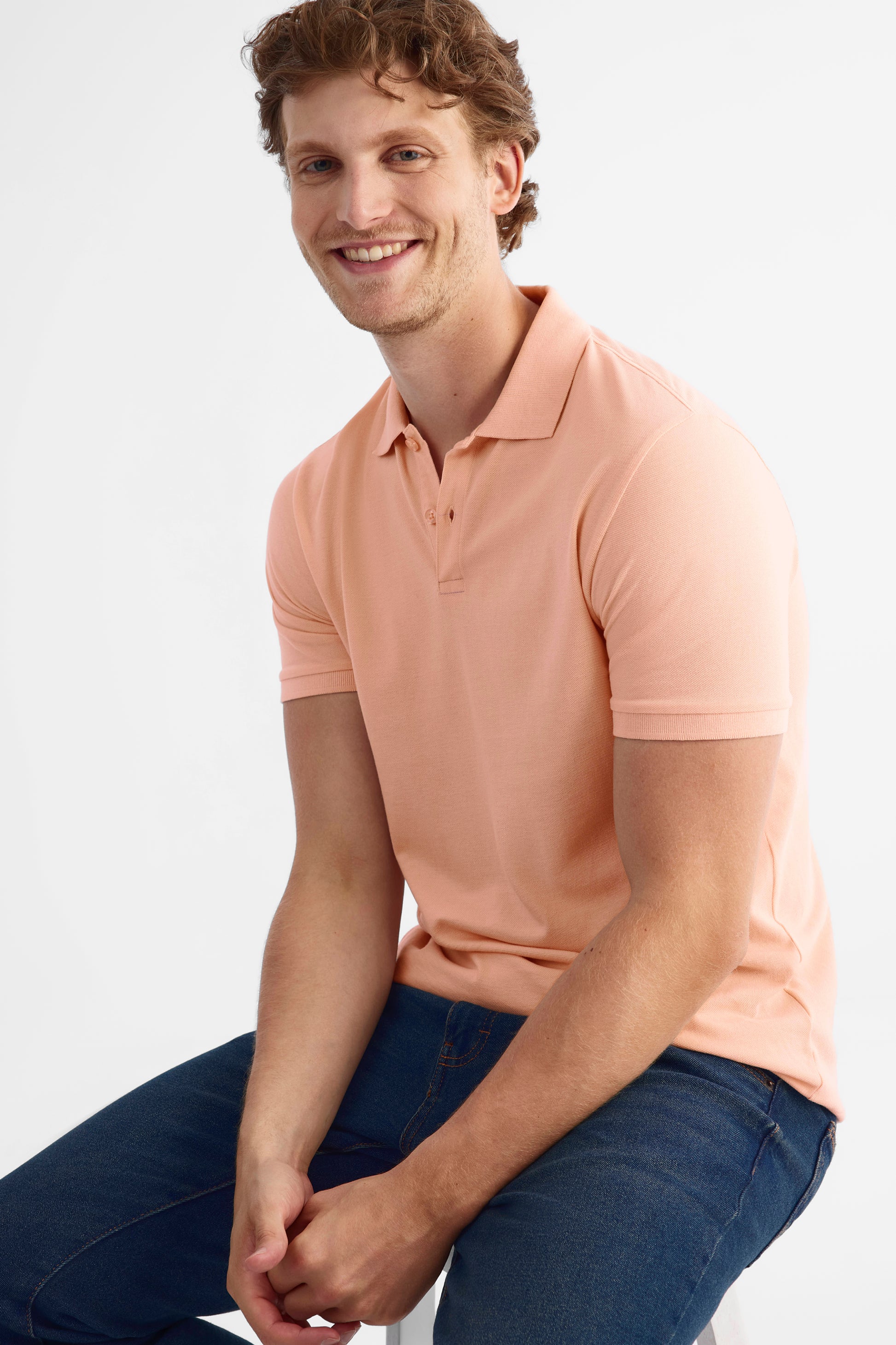 Polo à manches courtes en piqué de coton - Homme && PECHE