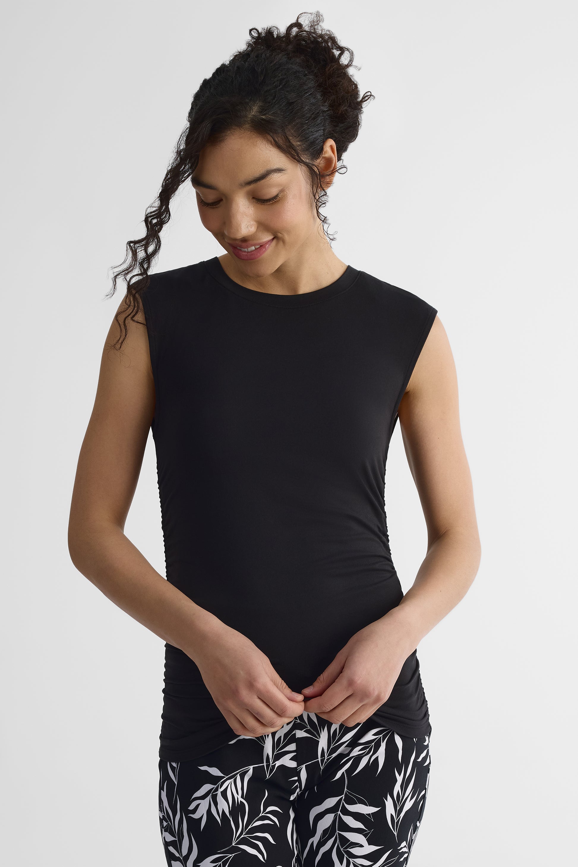 Camisole ajustée à fronces latérales - Femme && NOIR