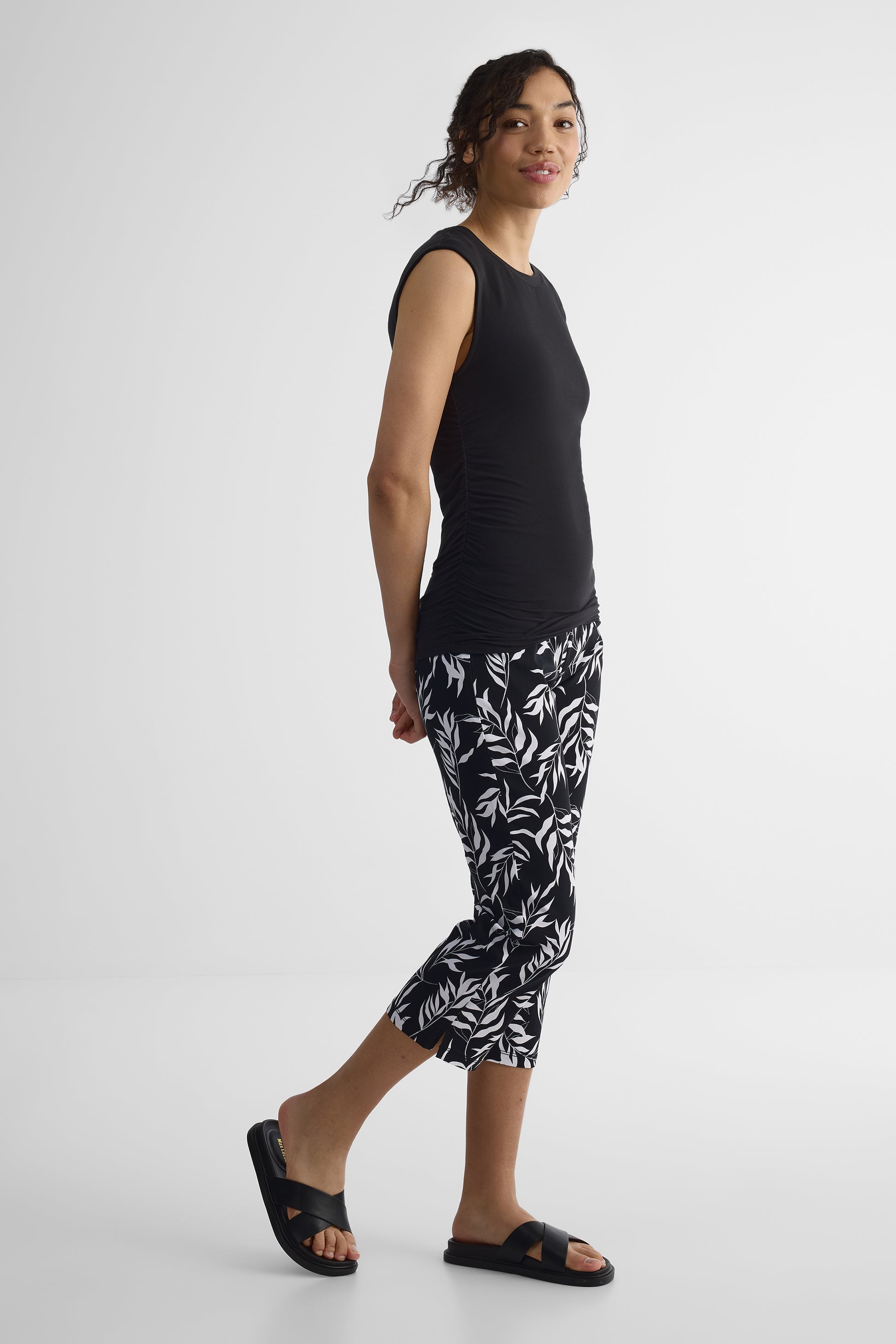 Camisole ajustée à fronces latérales - Femme && NOIR