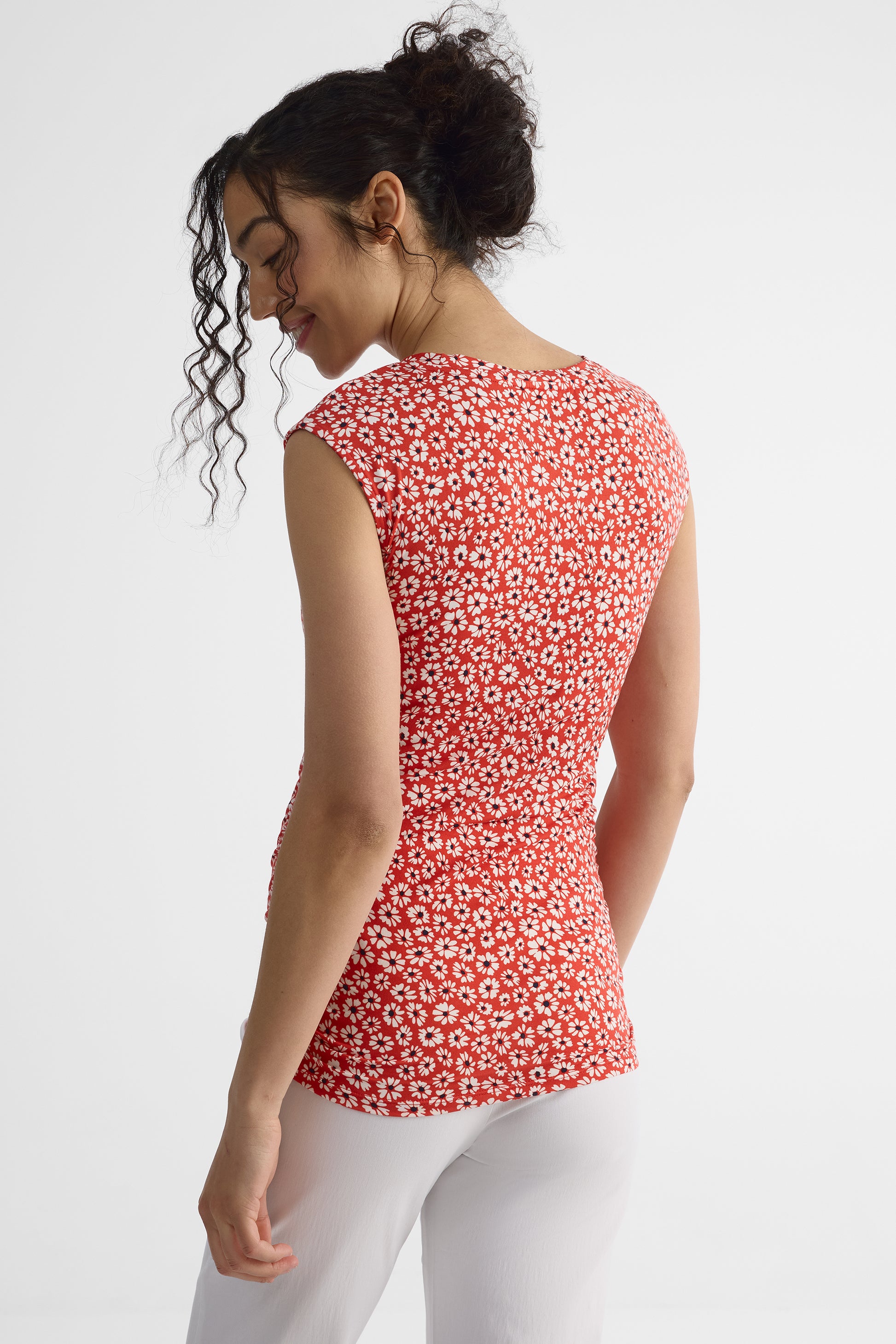 Camisole ajustée à fronces latérales - Femme && ROUGE/MULTI