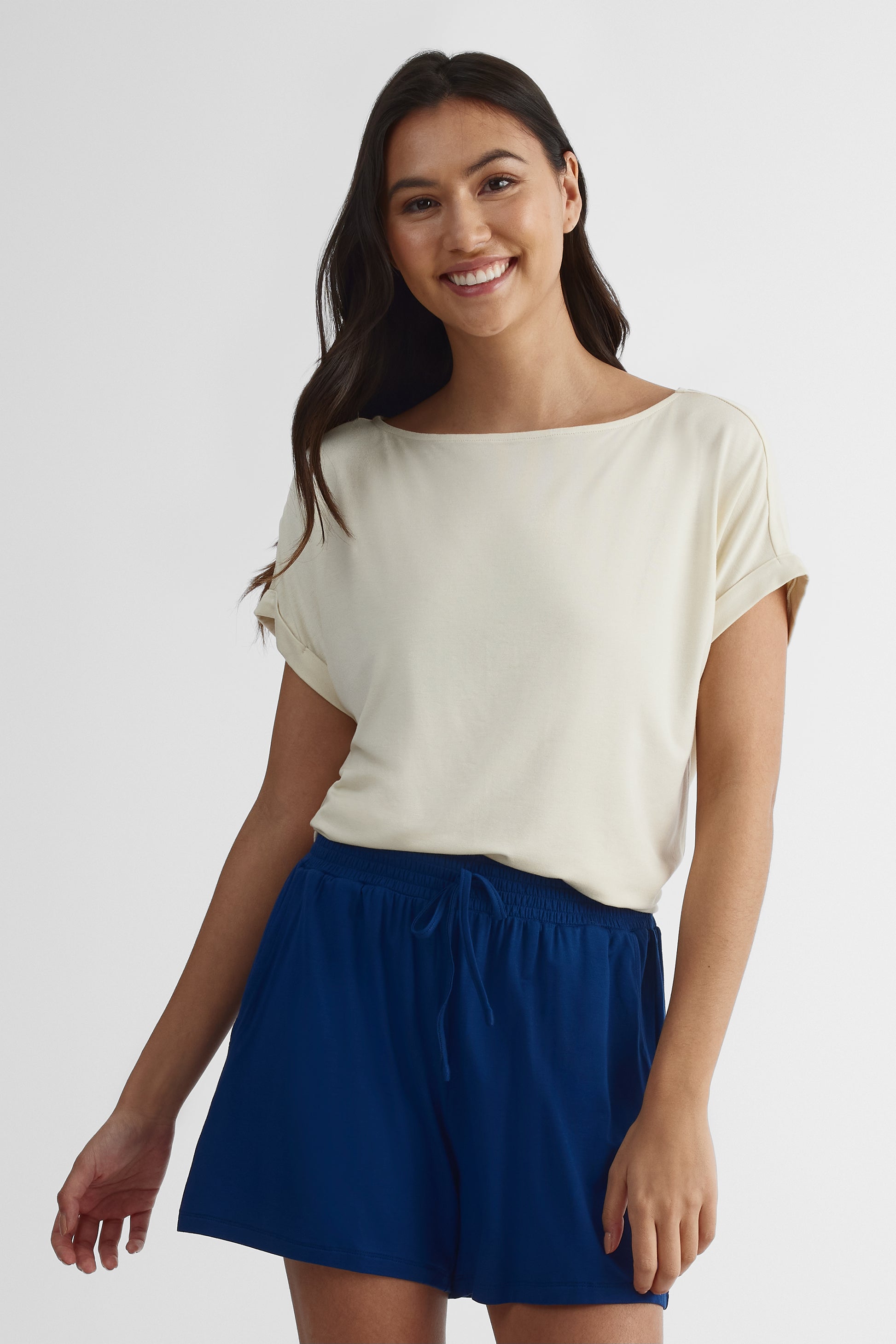 T-shirt dolman col bateau coupe ample - Femme && JAUNE