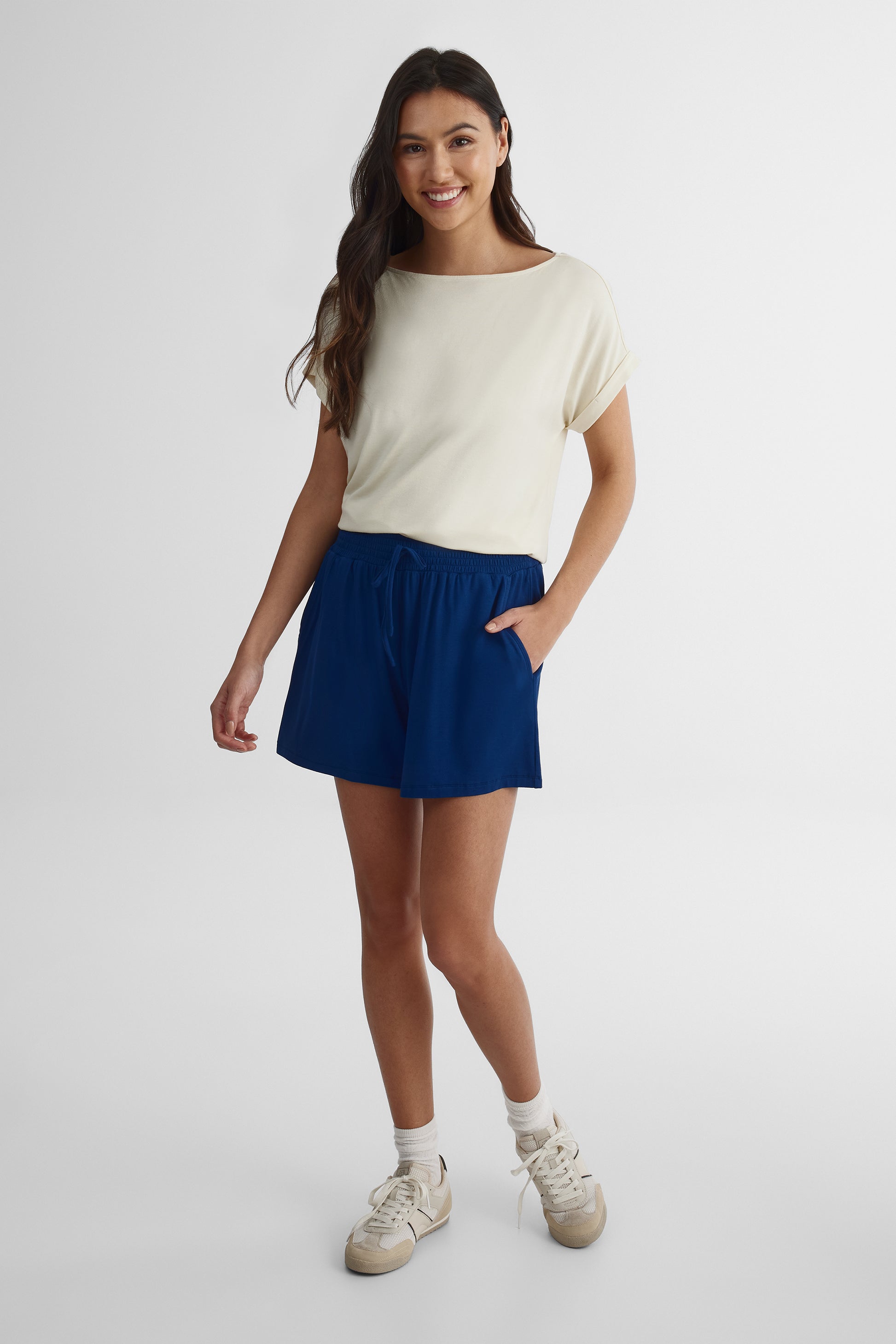 T-shirt dolman col bateau coupe ample - Femme && JAUNE