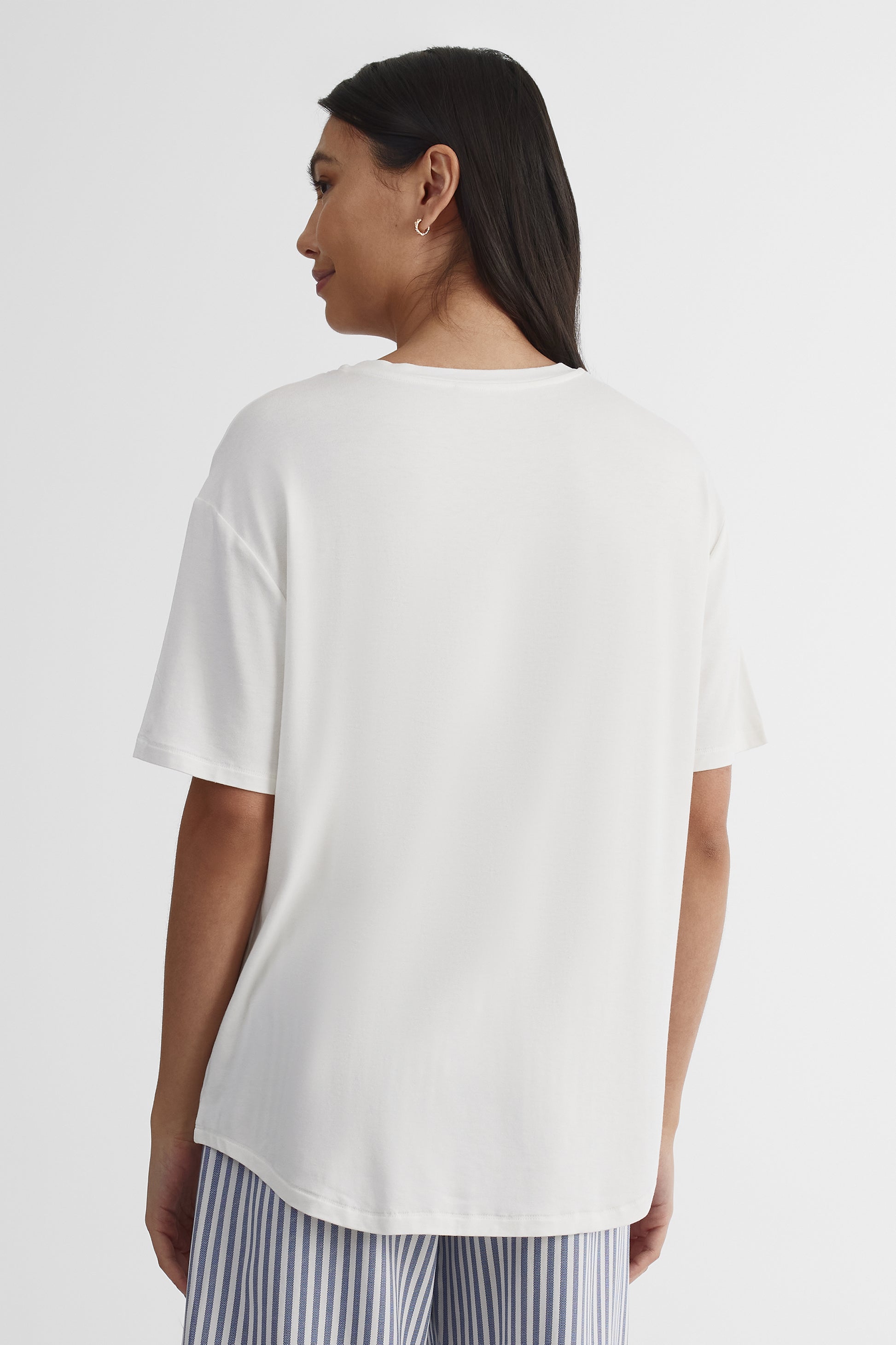 T-shirt manches courtes coupe ample - Femme && BLANC CASSÉ