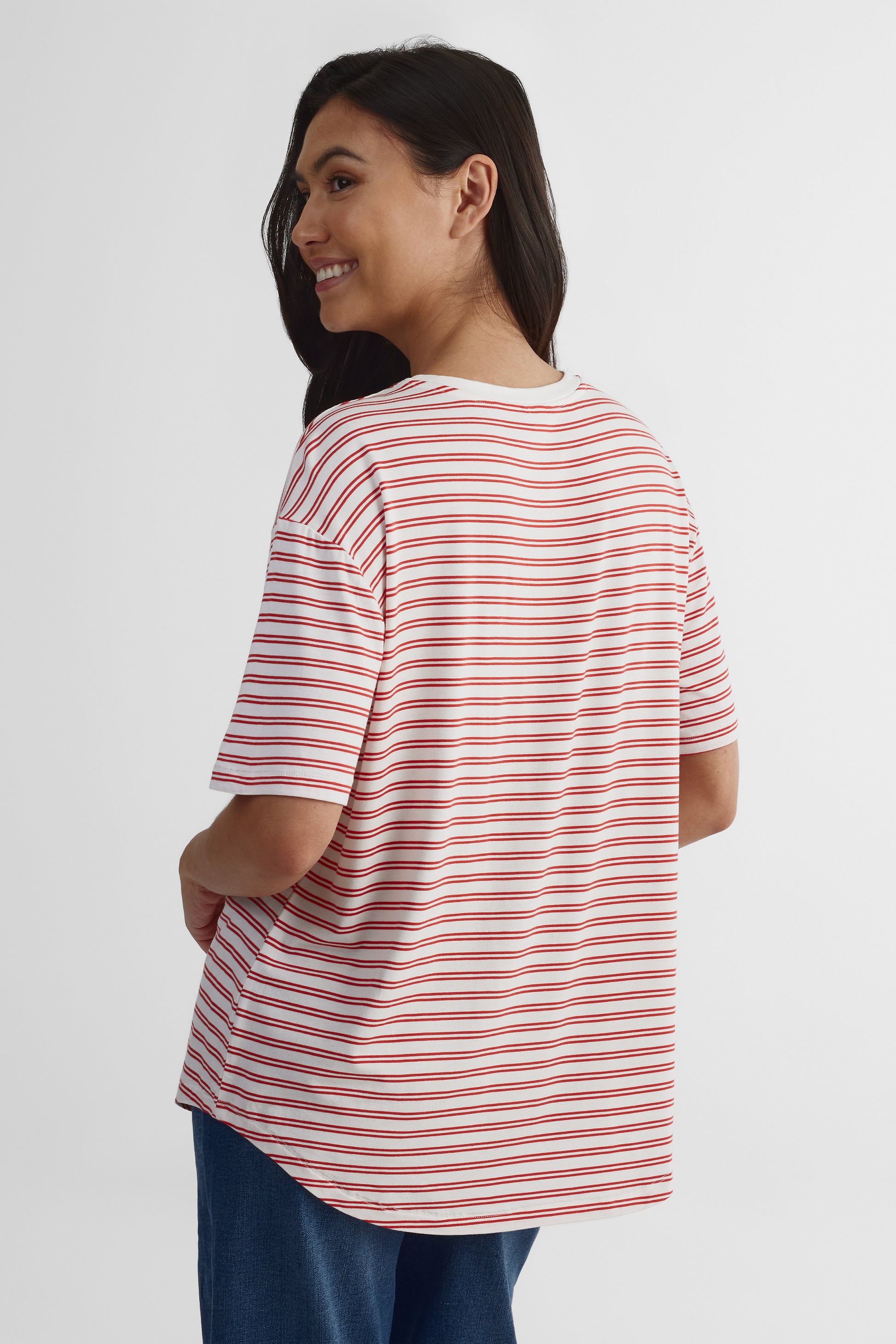 T-shirt manches courtes coupe ample - Femme && ROUGE/MULTI