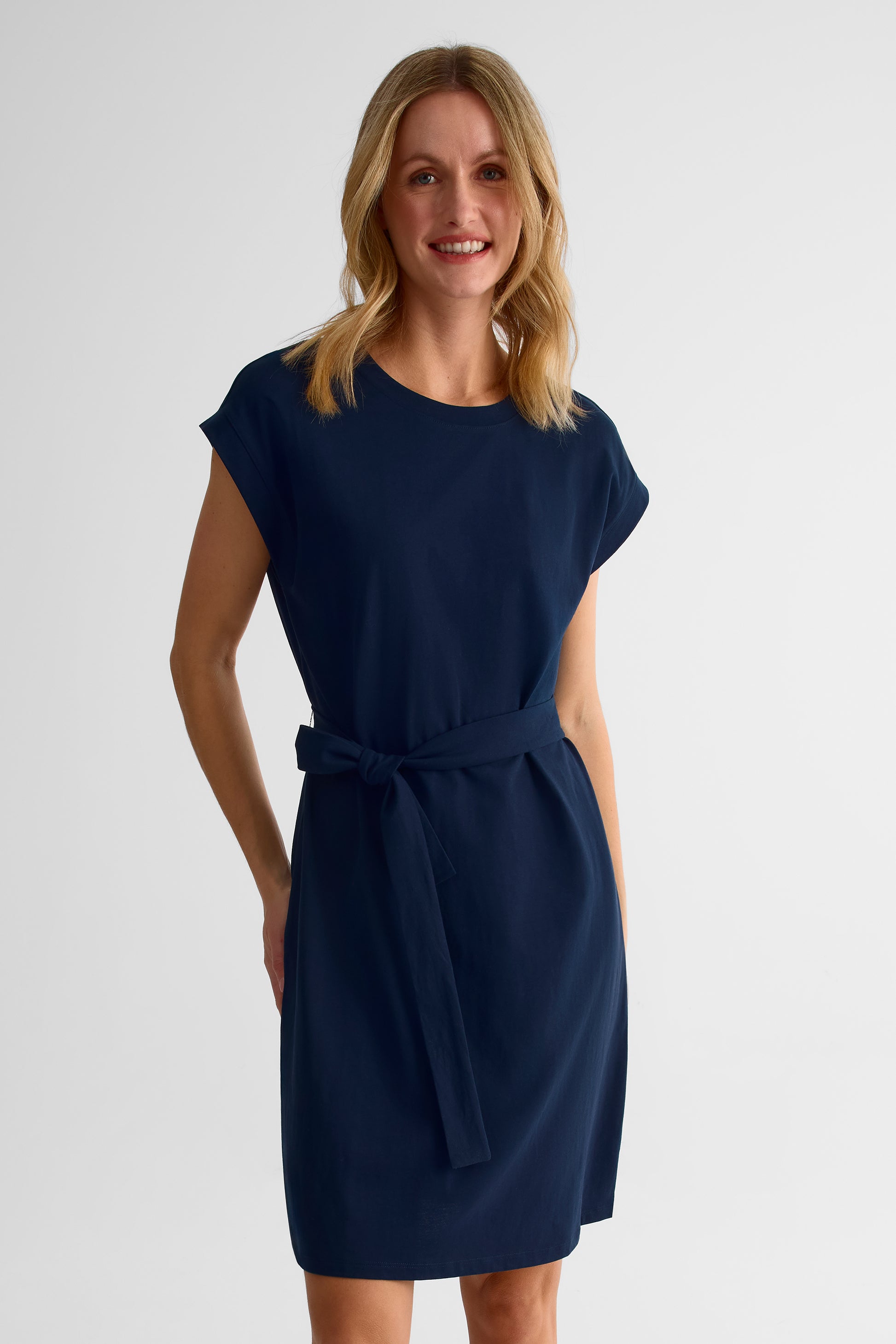 Robe dolman coupe droite avec ceinture - Femme && MARIN