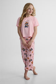 Pyjama 2 pièces Stitch t-shirt et capri - Ado fille && ROSE