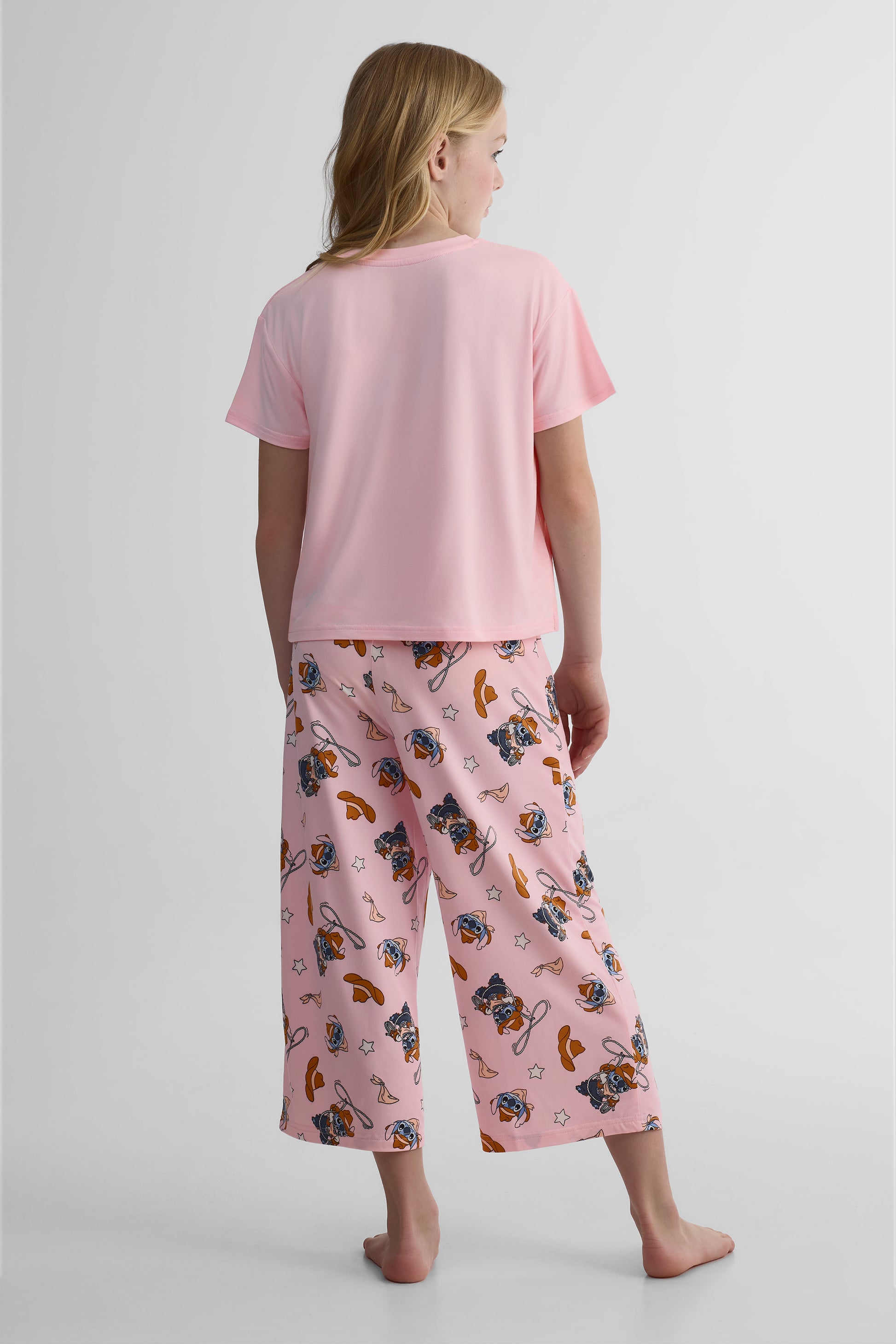 Pyjama 2 pièces Stitch t-shirt et capri - Ado fille && ROSE
