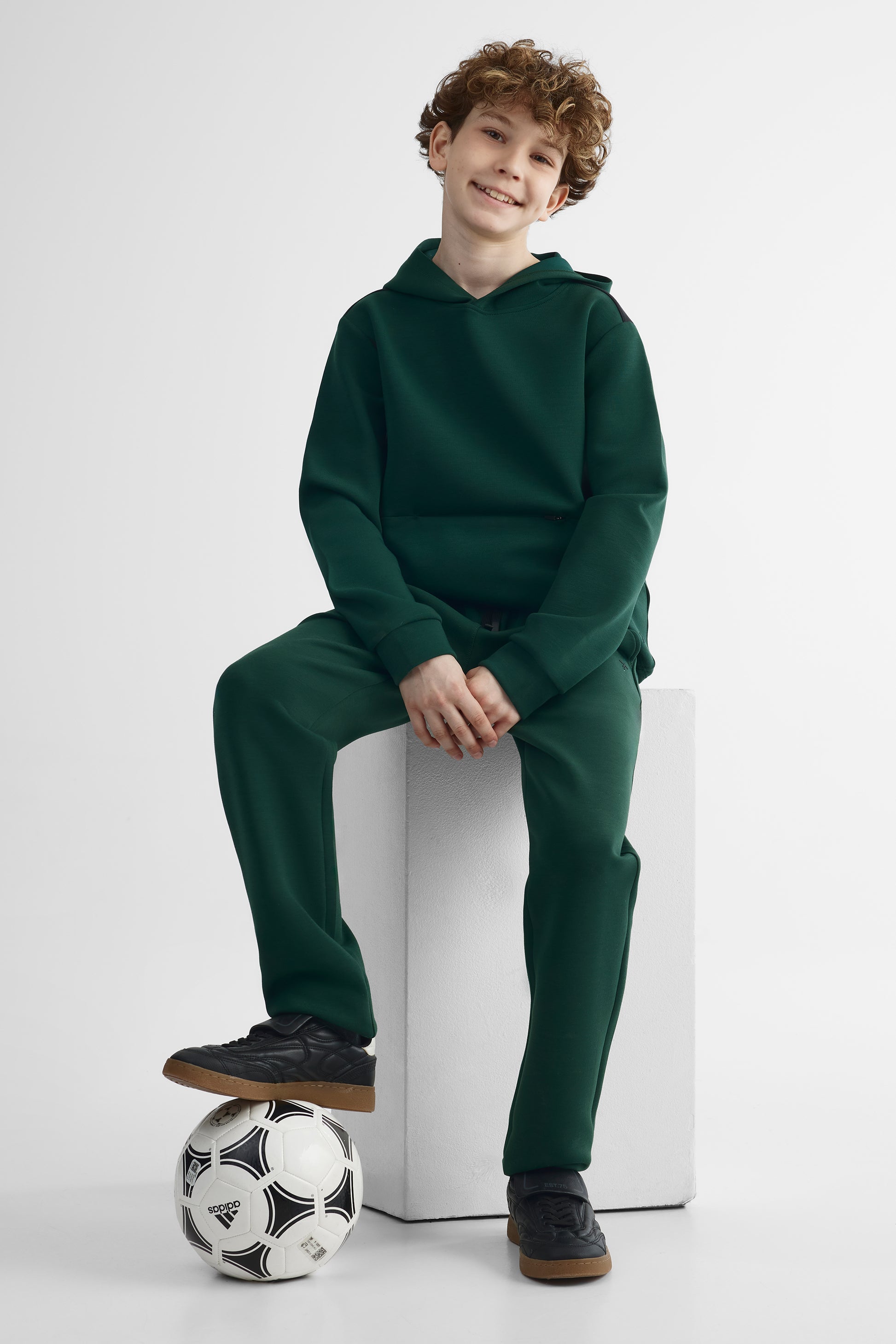 Pantalon sport jambe droite - Ado garçon && VERT FONCE