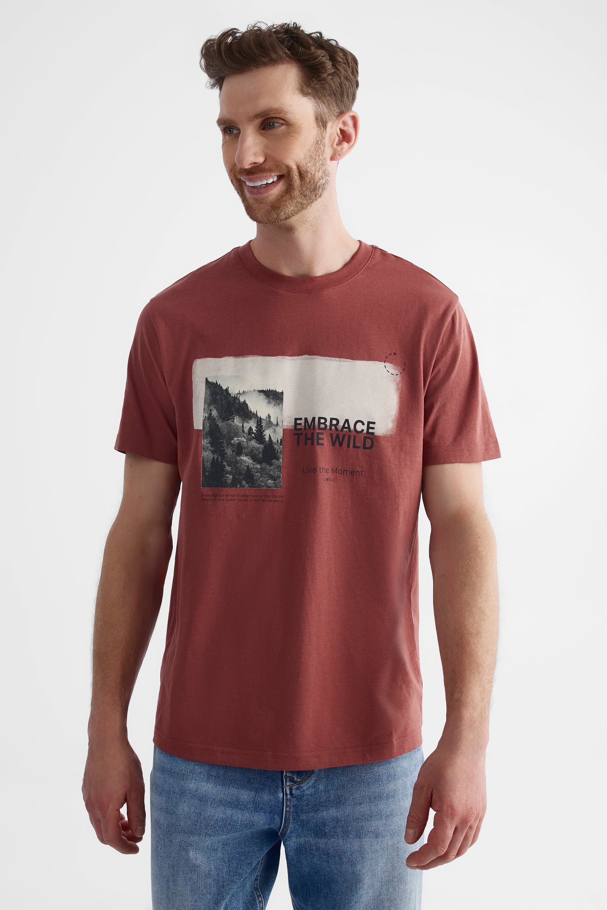 T-shirt graphique à col rond 2/30$ - Homme && ROUGE