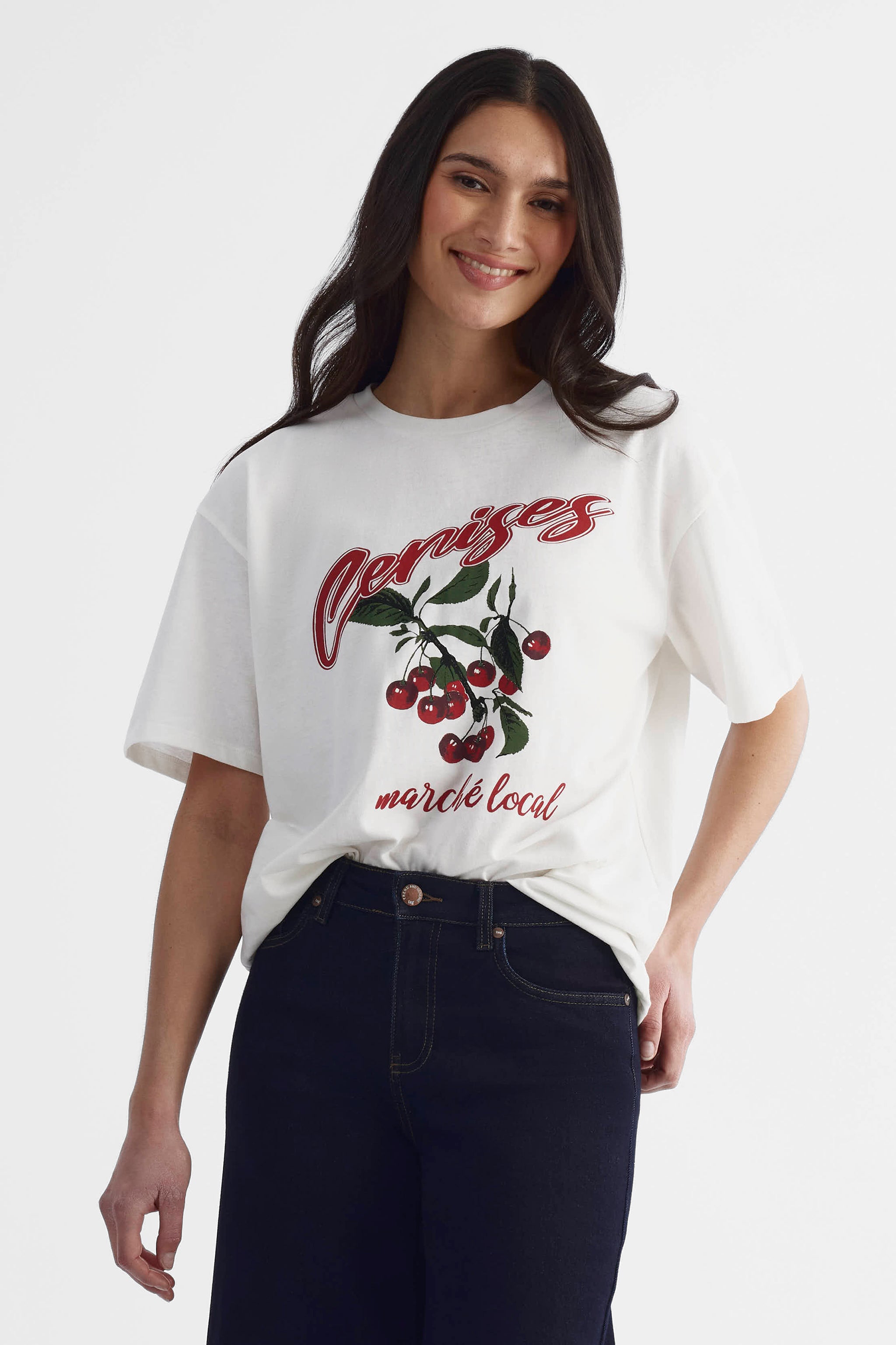 T-shirt graphique col rond 2/30$ - Femme && BLANC CASSÉ