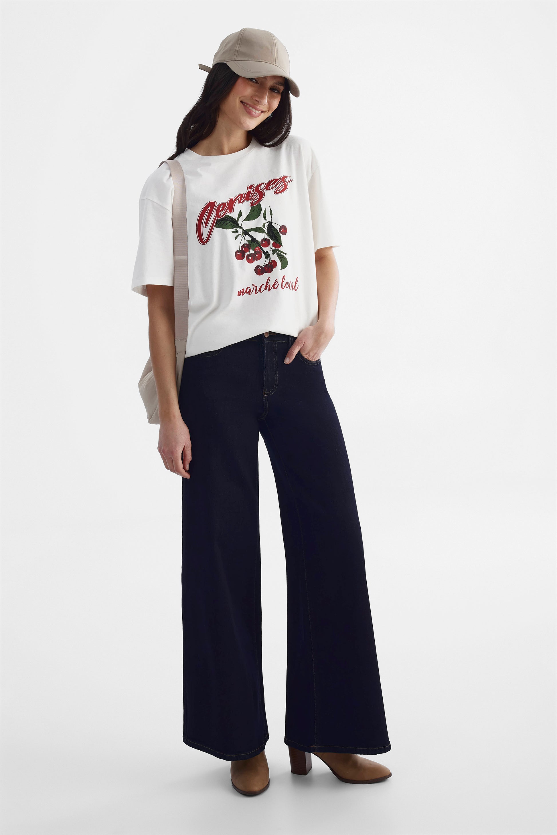 T-shirt graphique col rond 2/30$ - Femme && BLANC CASSÉ