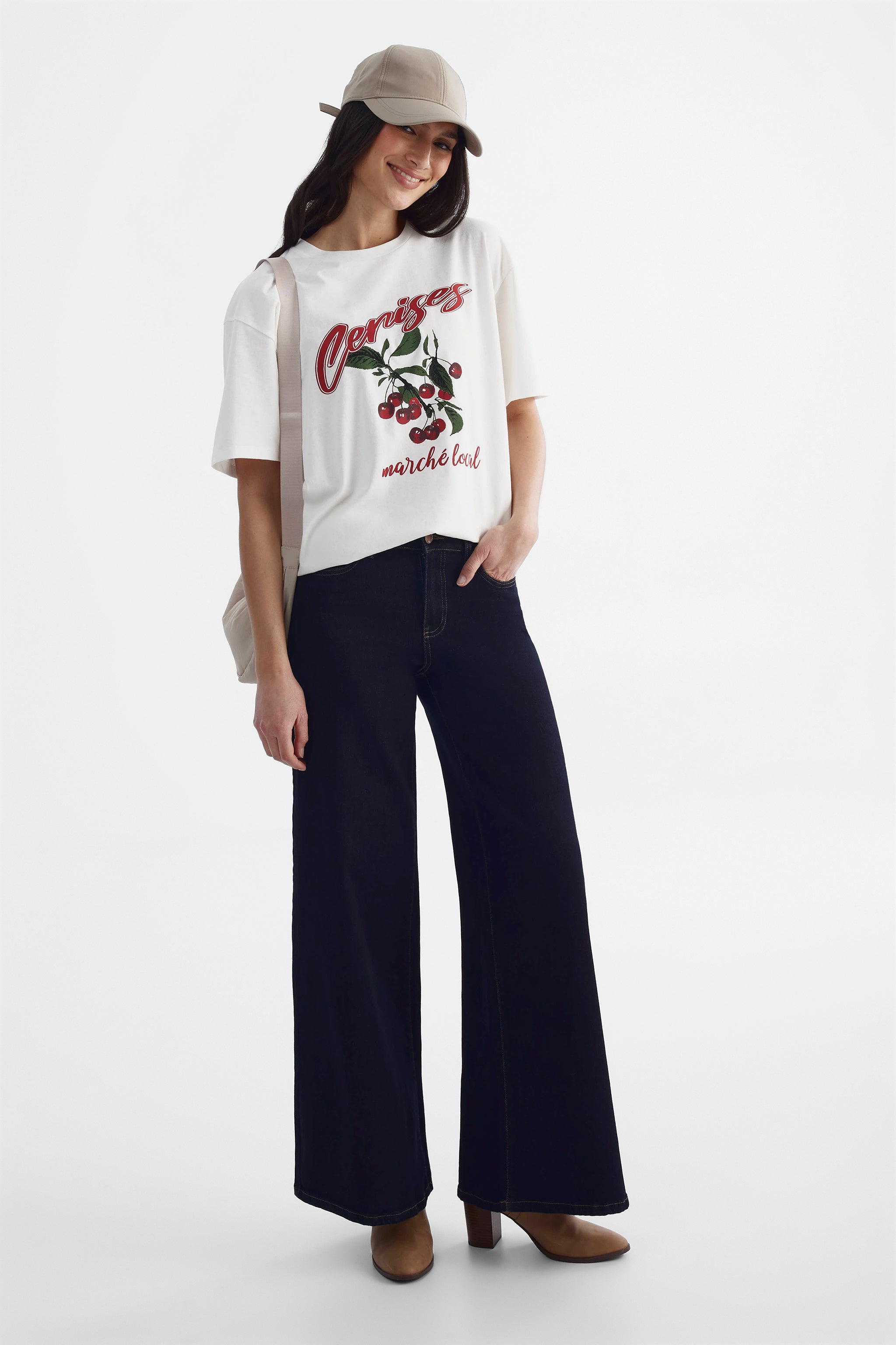 T-shirt graphique col rond 2/30$ - Femme && BLANC CASSÉ