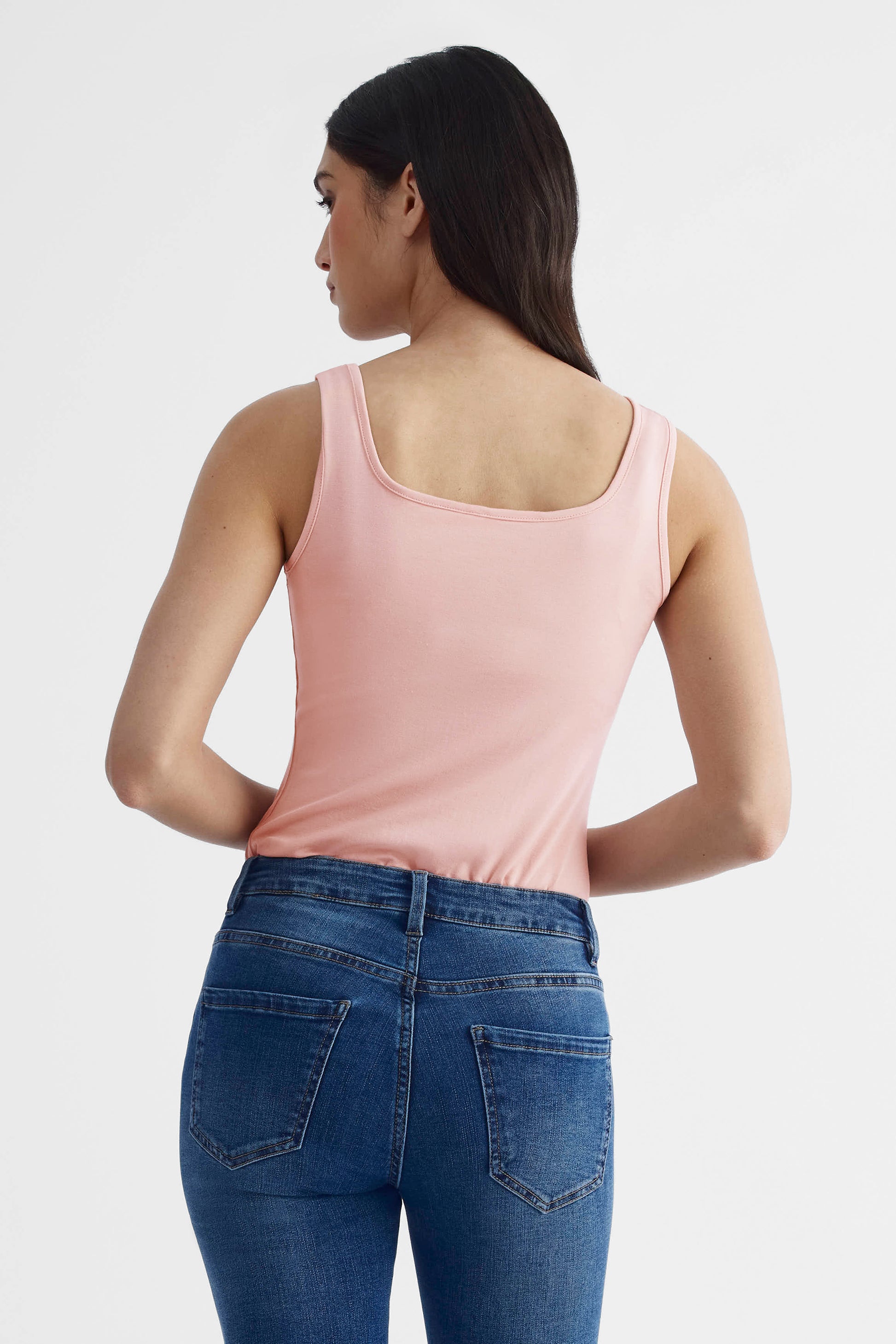 Camisole extensible à col carré - Femme && ROSE