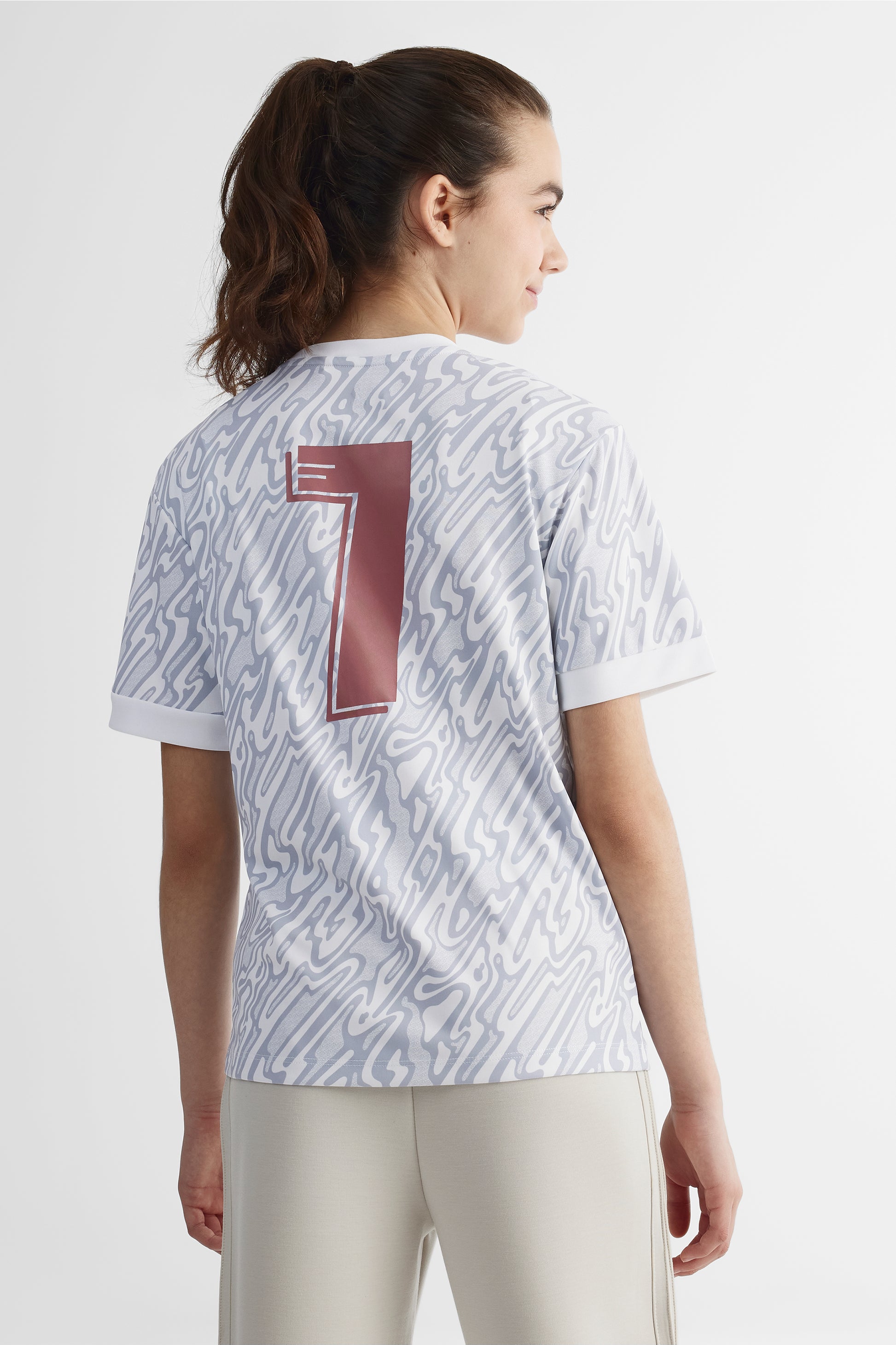 T-shirt soccer respirant à graphique - Ado fille && BLANC MULTI