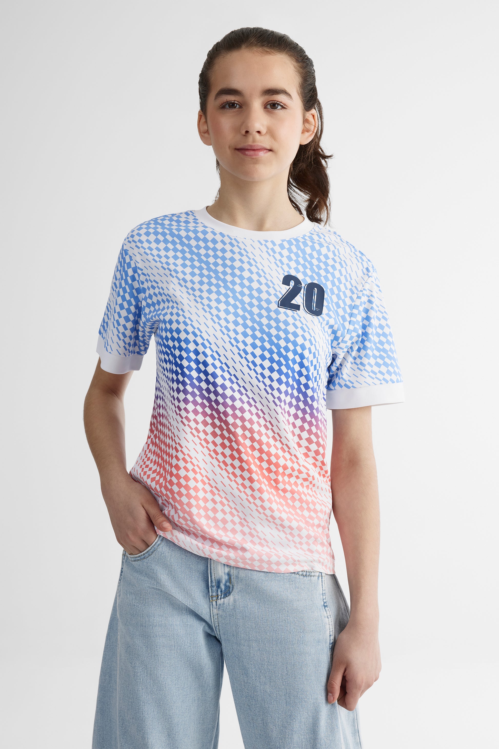 T-shirt soccer respirant à graphique - Ado fille && ROSE MULTI