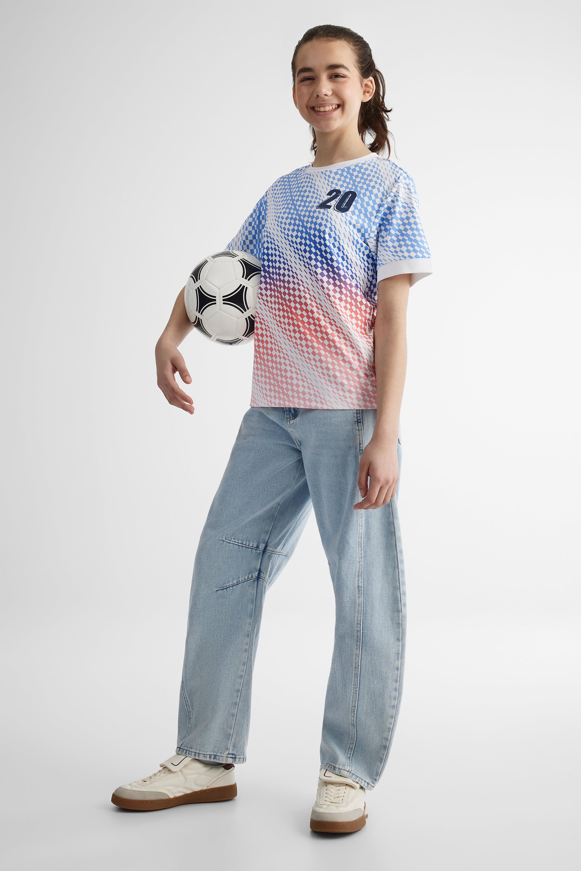 T-shirt soccer respirant à graphique - Ado fille && ROSE MULTI