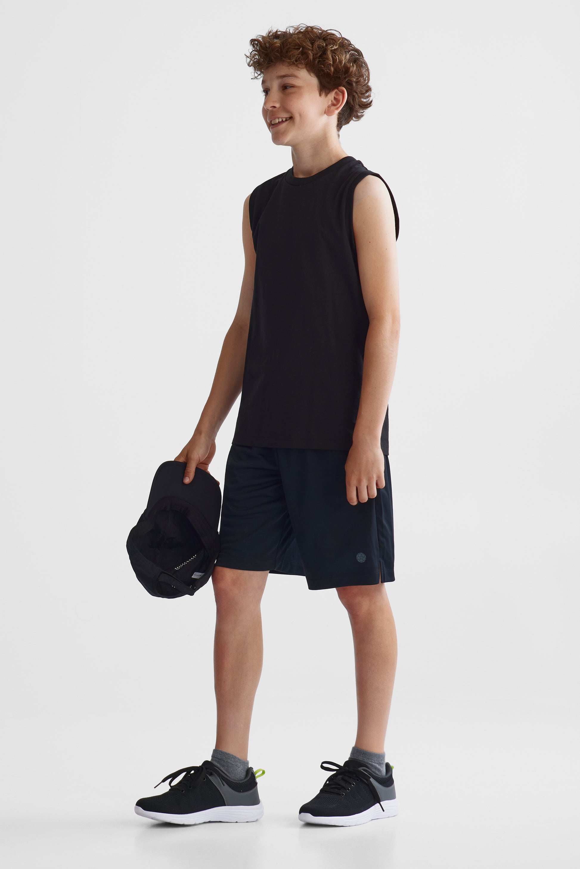 Short soccer respirant à cordon - Ado garçon && NOIR