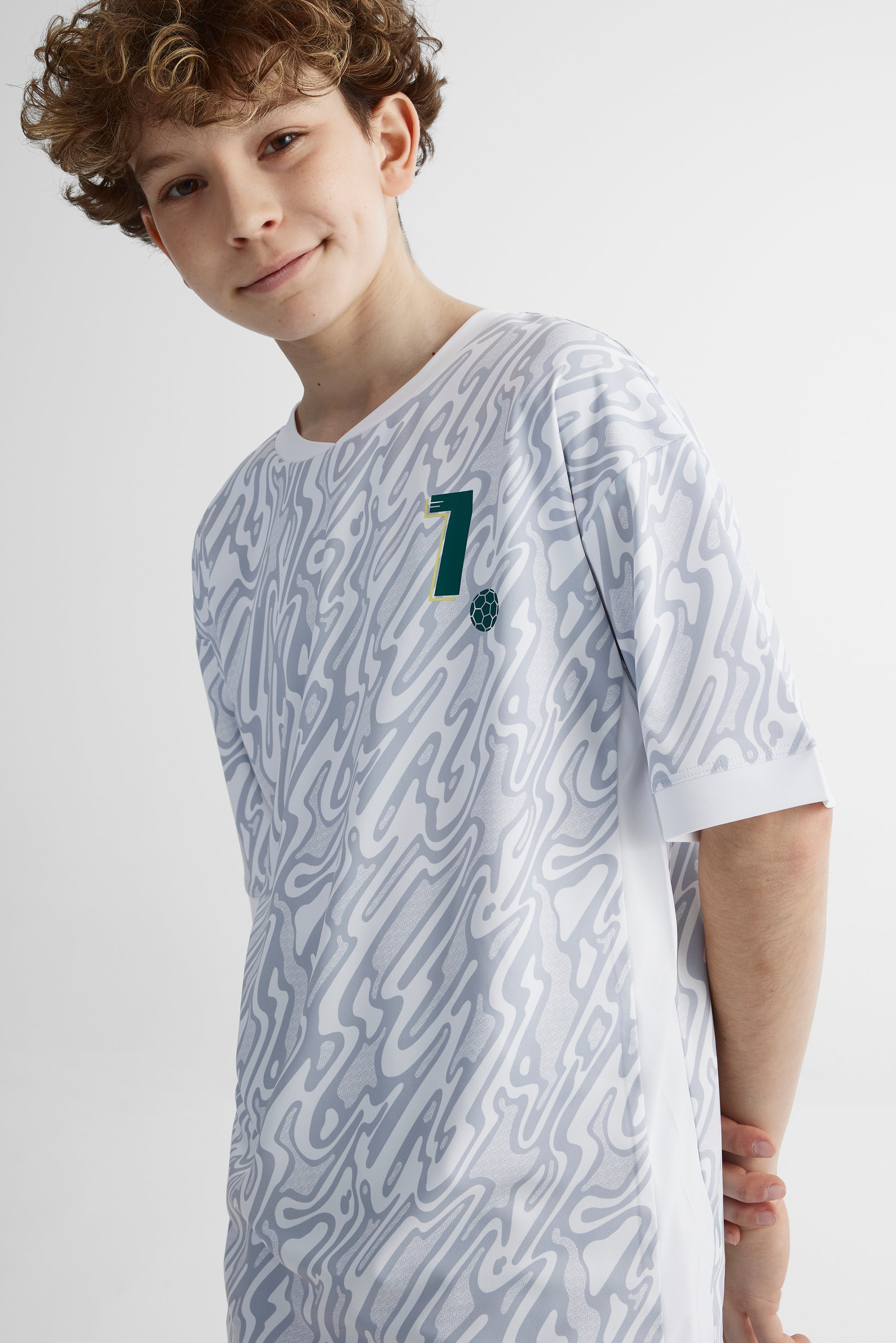 T-shirt soccer technique graphique - Ado garçon && BLANC MULTI