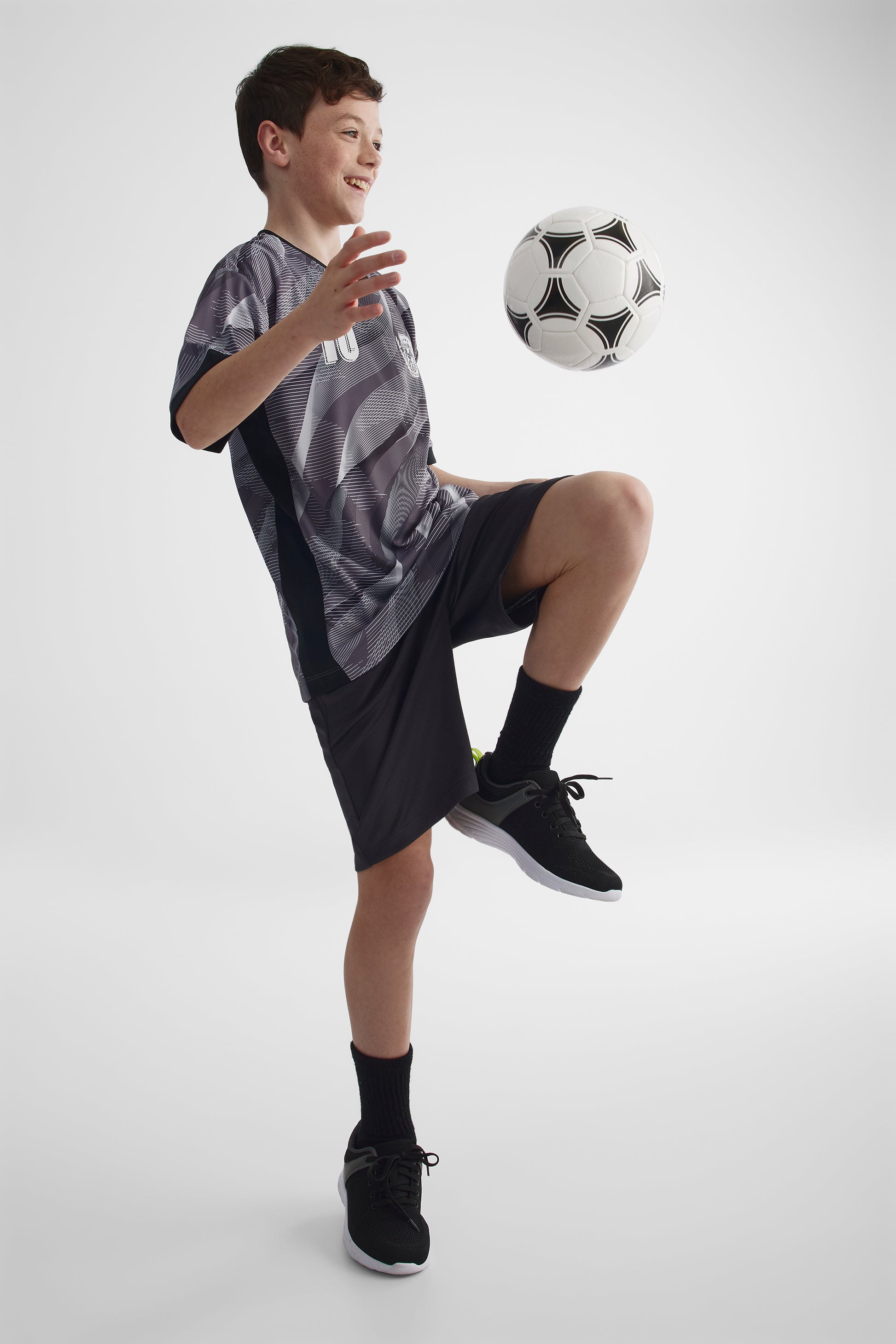 T-shirt soccer technique graphique - Ado garçon && GRIS MULTI