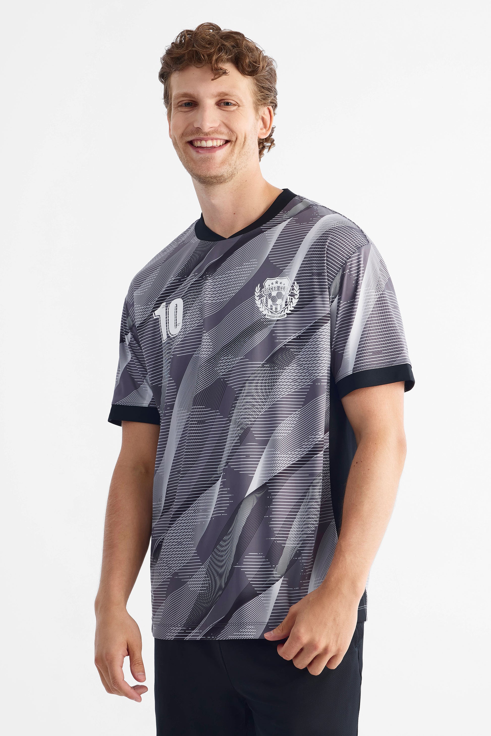 T-shirt soccer athlétique technique - Homme && GRIS MULTI