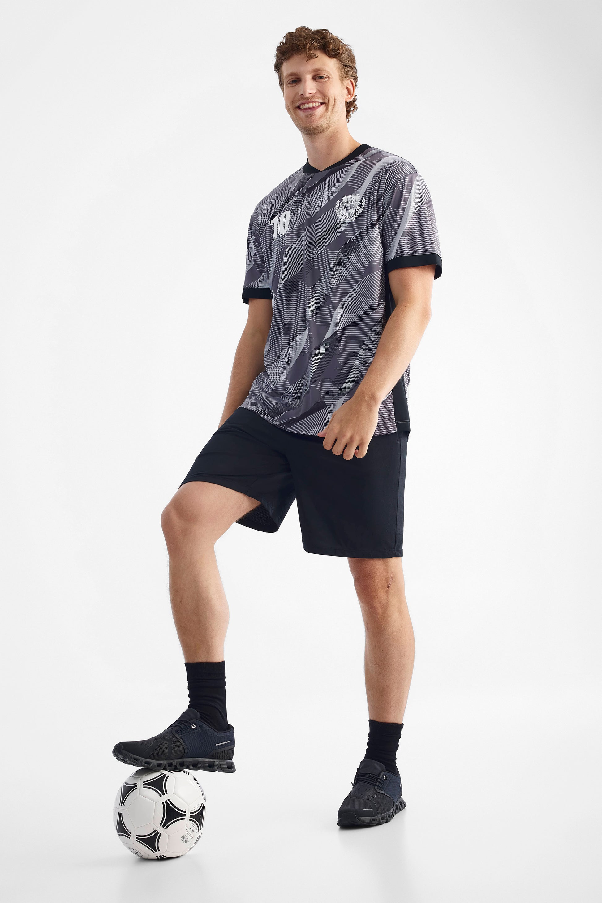 T-shirt soccer athlétique technique - Homme && GRIS MULTI