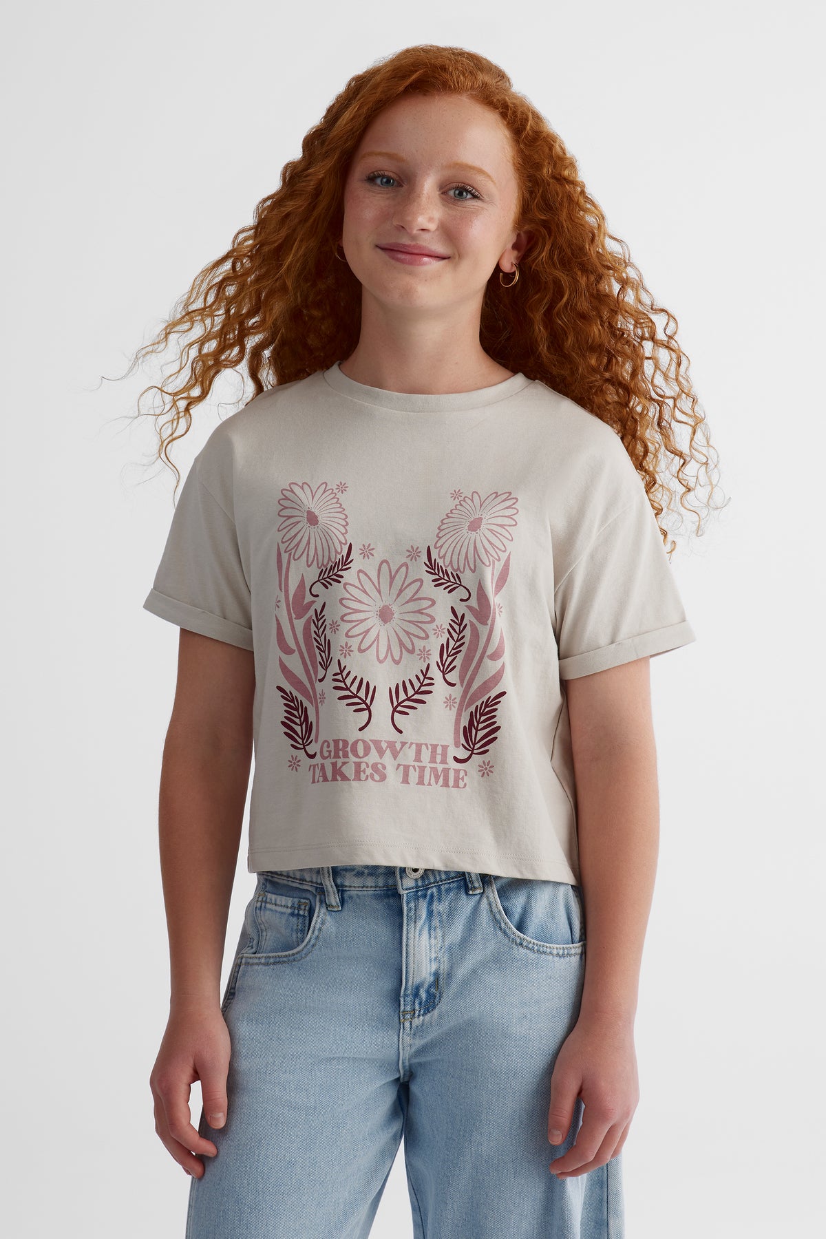 Chandail manches courtes graphique 2/25$ - Ado fille && BEIGE