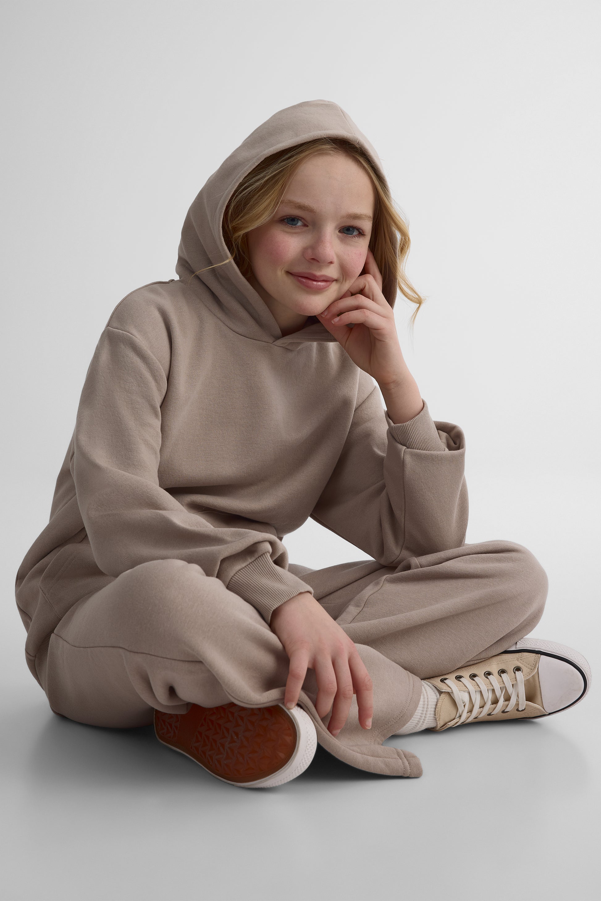 Chandail ouaté à capuchon - Ado fille && TAUPE