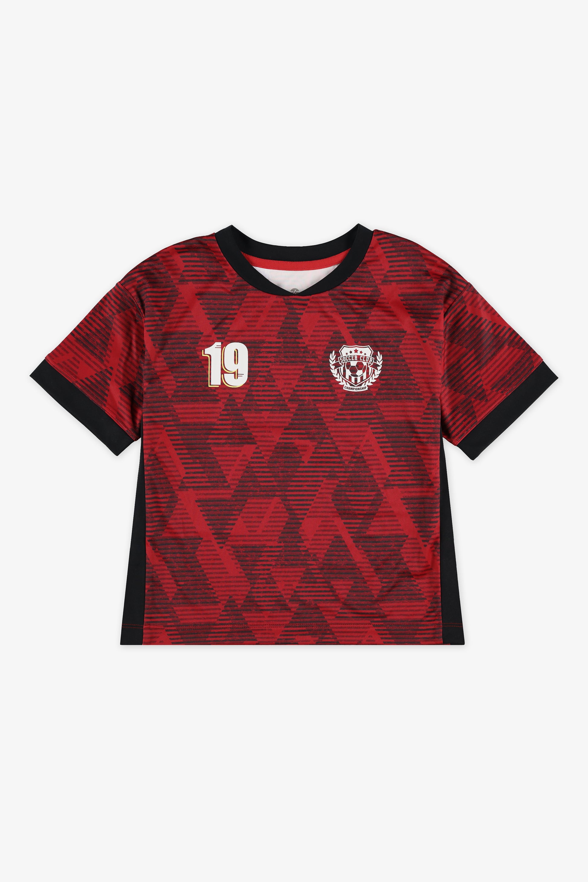 T-shirt soccer graphique respirant - Enfant garçon && ROUGE/MULTI