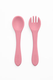 Cuillère et fourchette d'apprentissage - Bébé garçon && ROSE