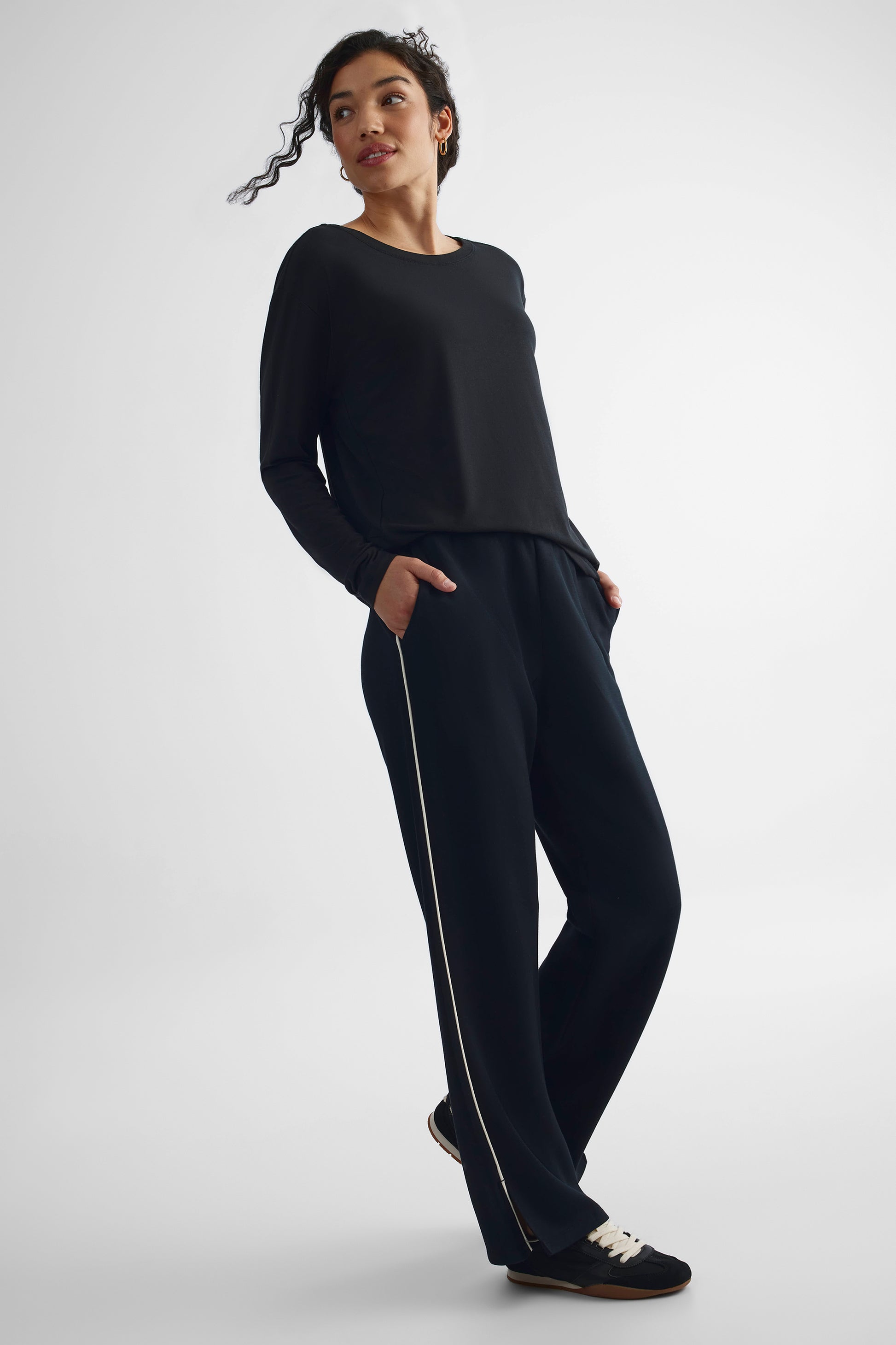 Pantalon jambe large - Femme && NOIR