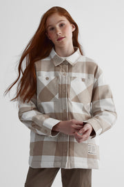 Chemise flanelle matelassée BLACK MOUNTAIN - Ado fille && TAUPE MULTI