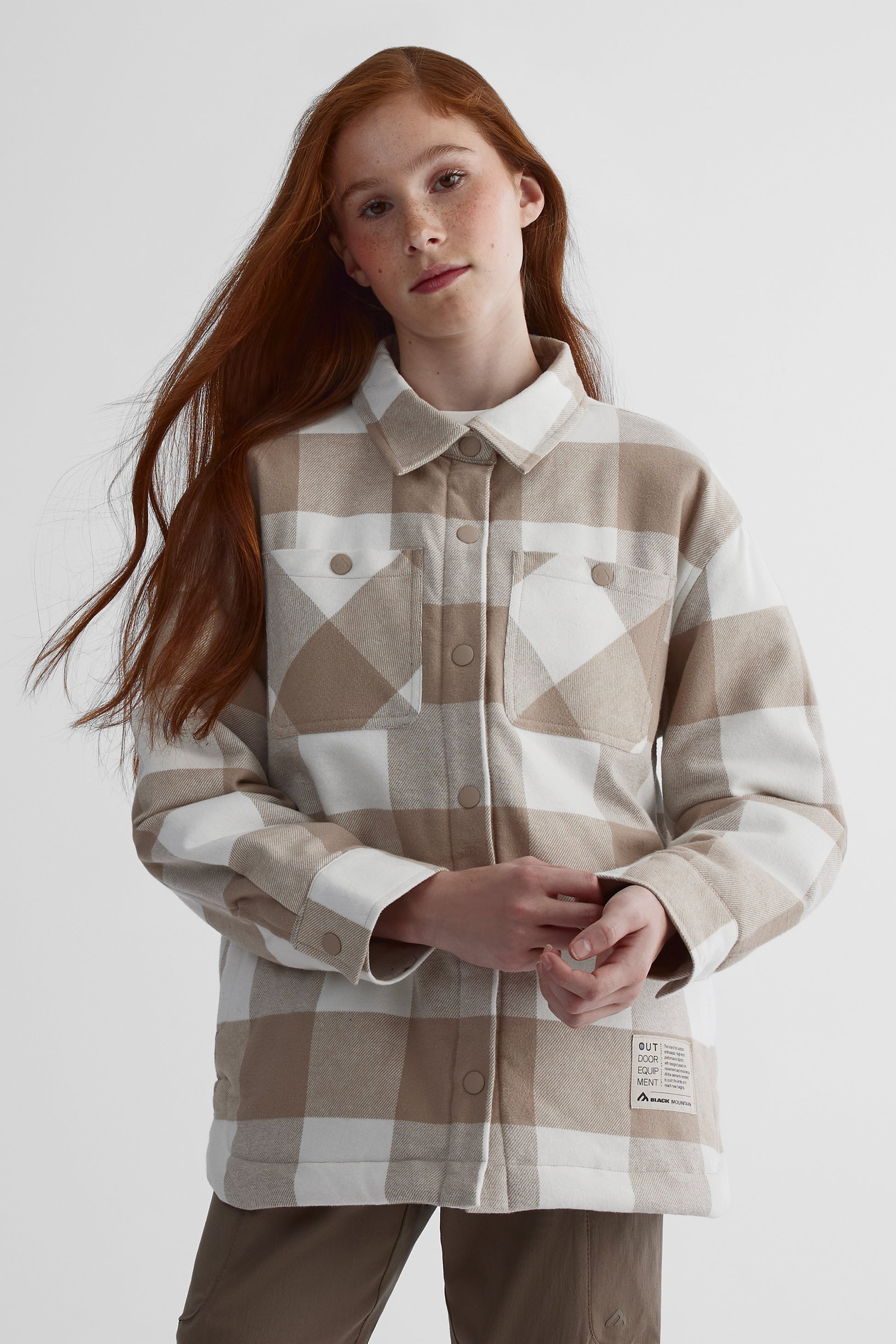 Chemise flanelle matelassée BLACK MOUNTAIN - Ado fille && TAUPE MULTI