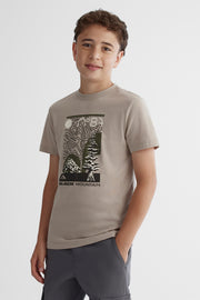Chandail manches courtes graphique - Ado garçon && TAUPE
