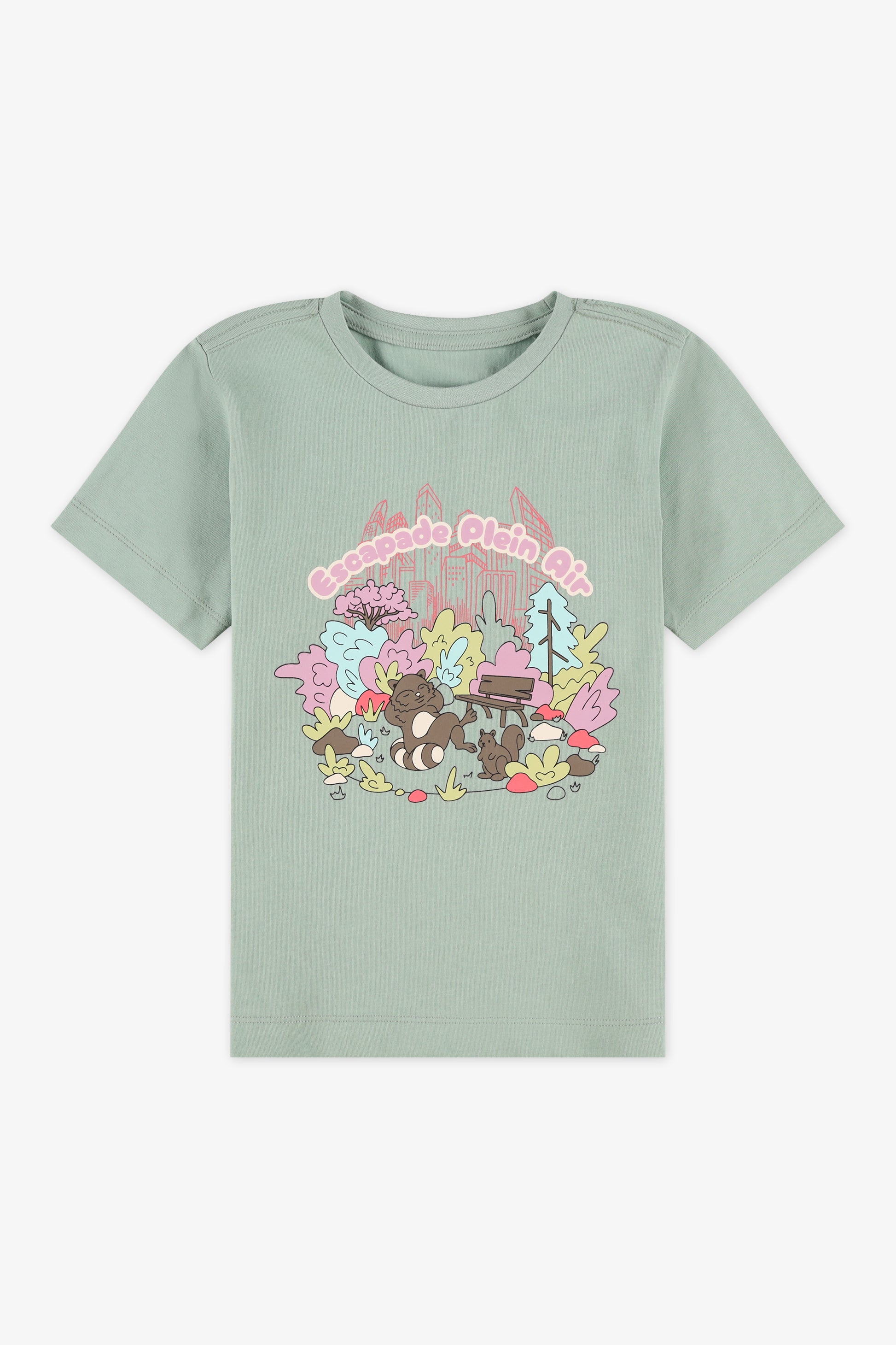 Chandail manches courtes graphique - Enfant fille && VERT