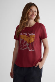 Chandail manches courtes graphique - Femme && BOURGOGNE