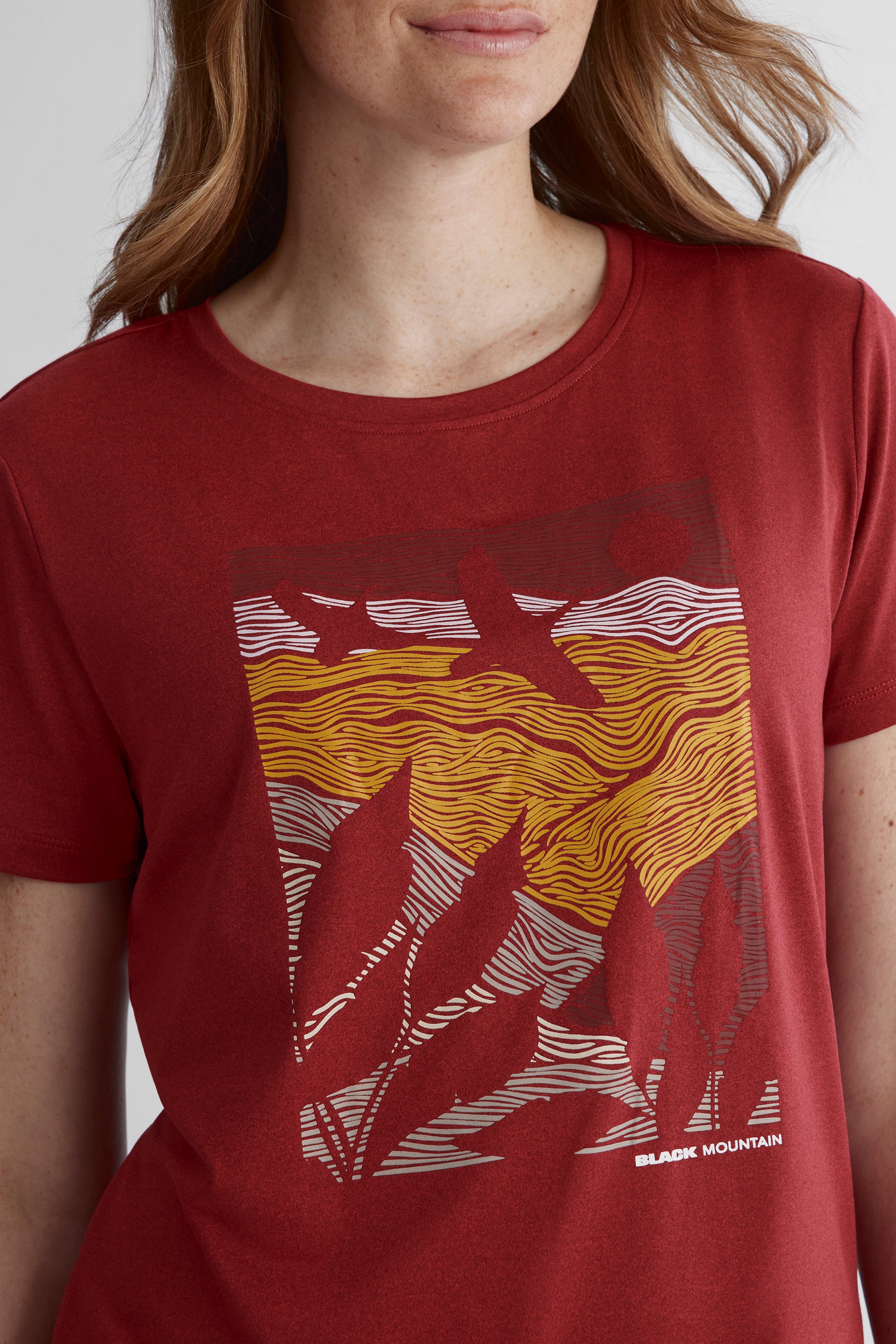Chandail manches courtes graphique - Femme && BOURGOGNE