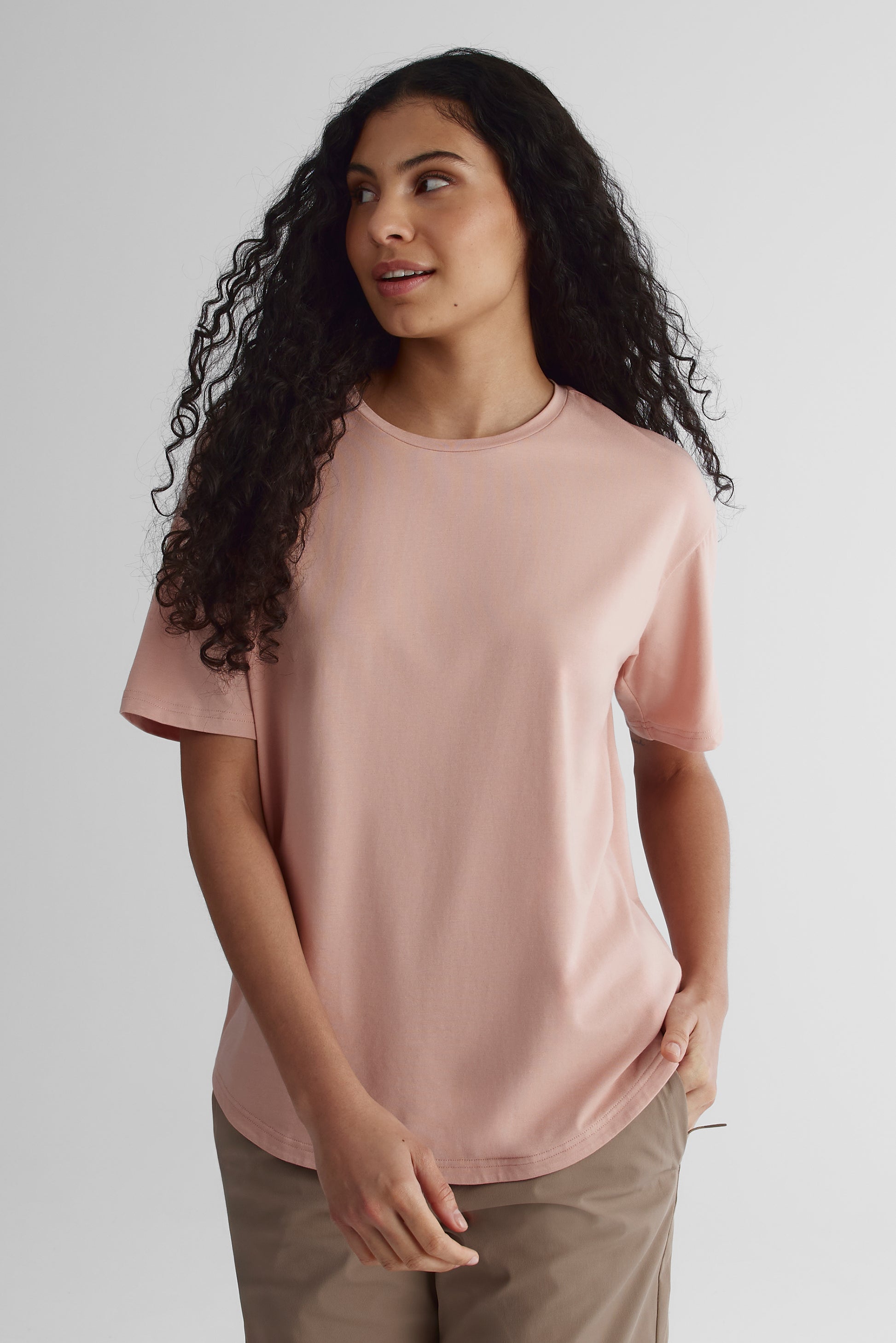 Chandail manches courtes - Femme && VIEUX ROSE