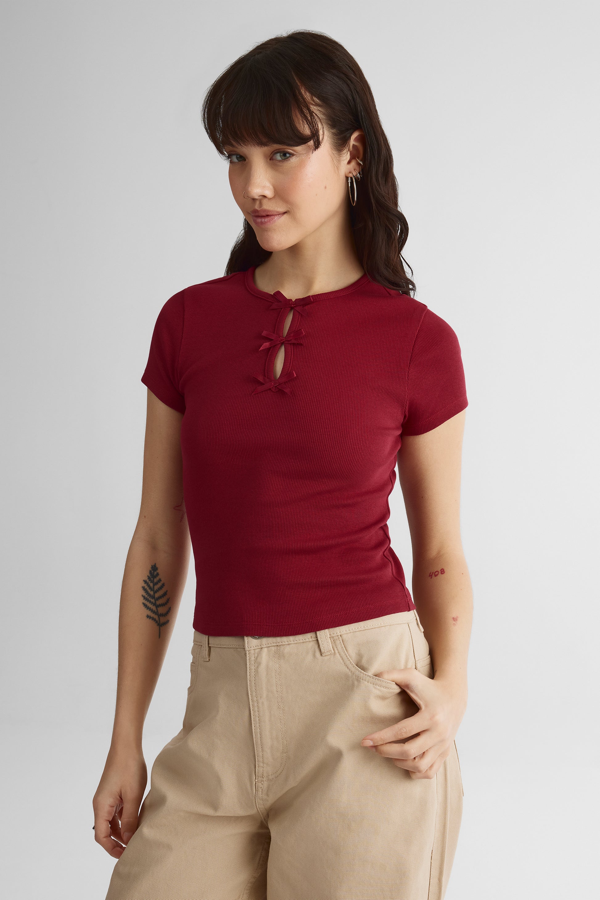 Chandail manches courtes - Ado fille && ROUGE