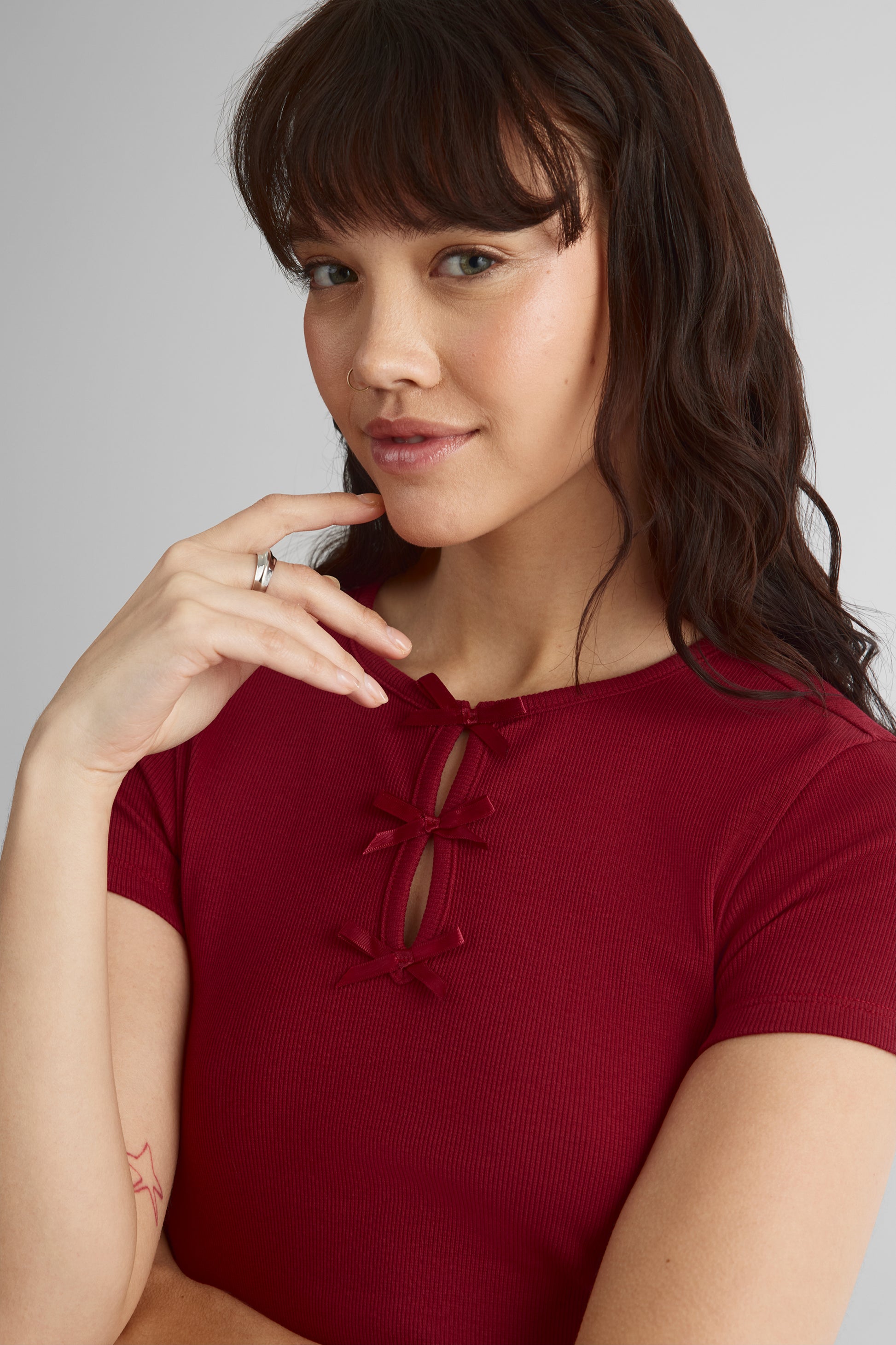 Chandail manches courtes - Ado fille && ROUGE