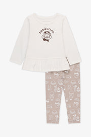 Ensemble 2 morceaux - Bébé fille && BLANC CASSÉ