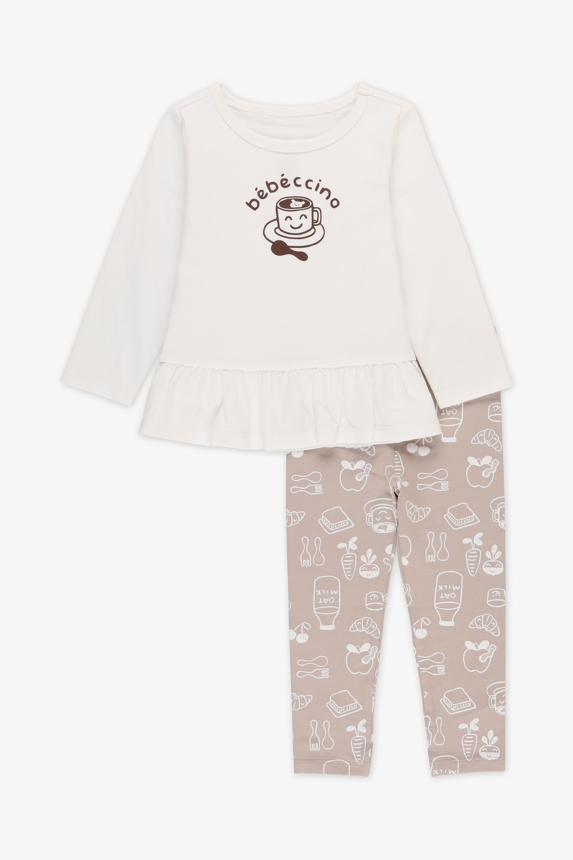 Ensemble 2 morceaux - Bébé fille && BLANC CASSÉ