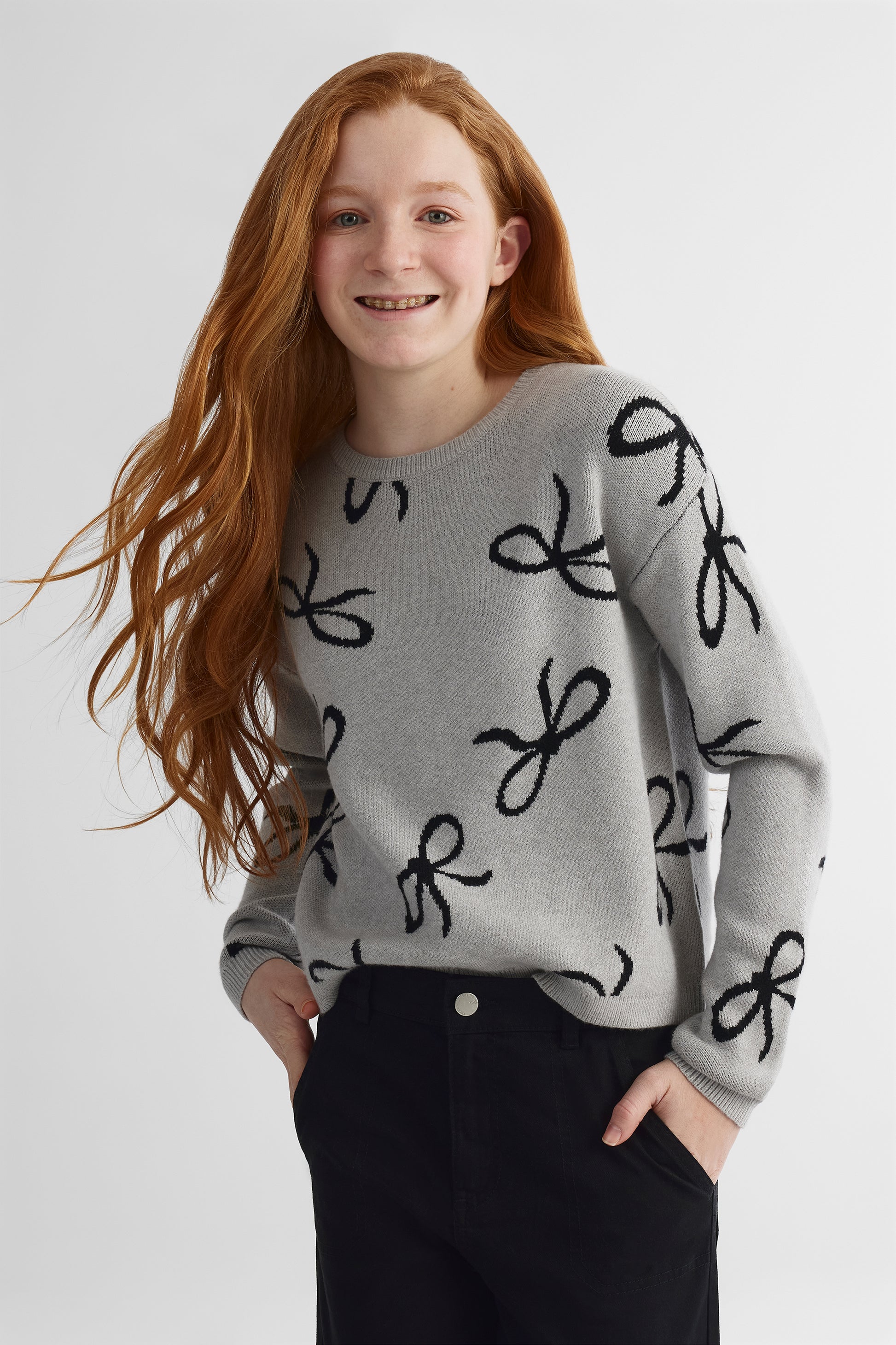 Chandail en tricot - Ado fille && GRIS CLAIR/MULTI