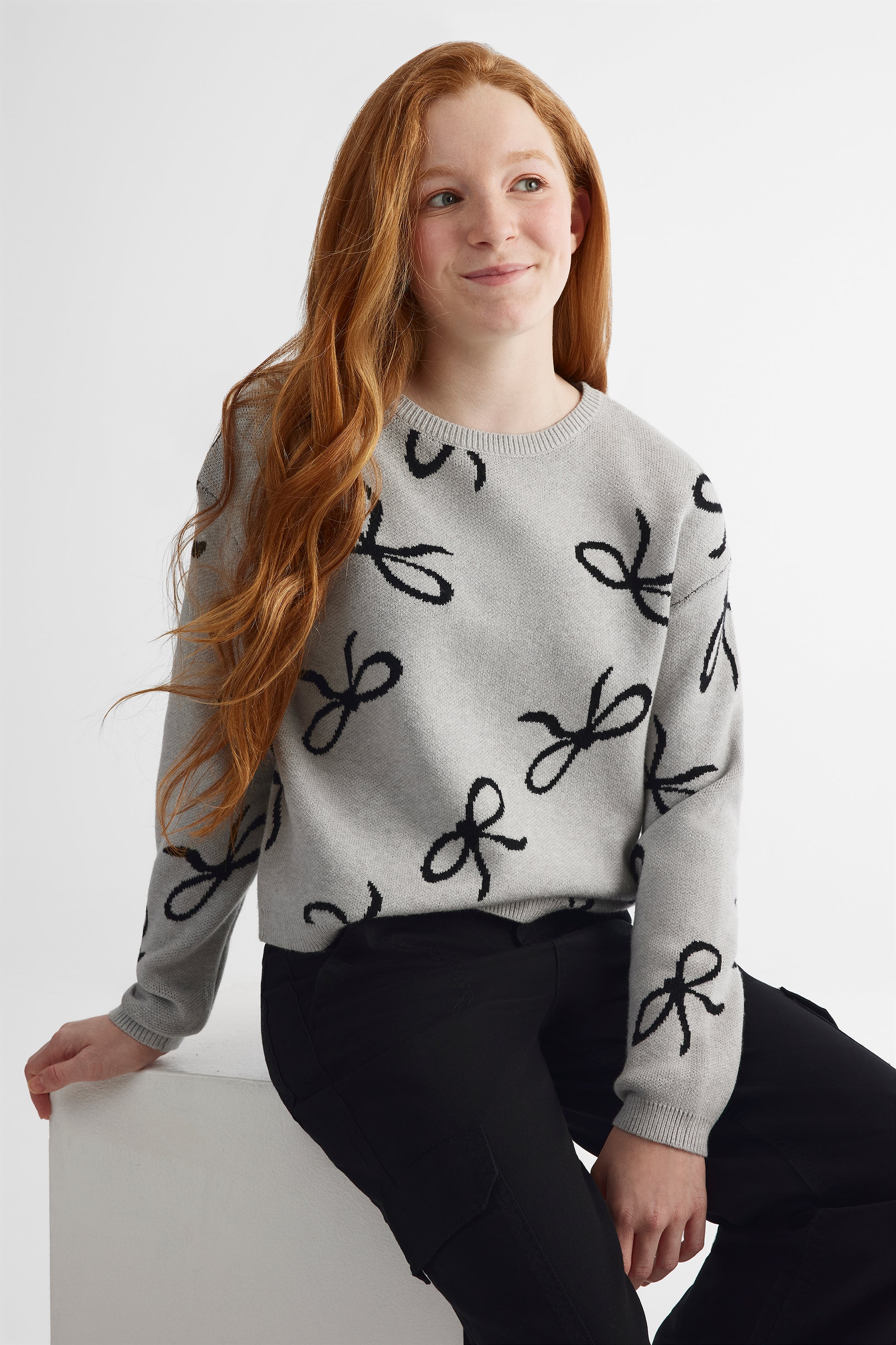 Chandail en tricot - Ado fille && GRIS CLAIR/MULTI