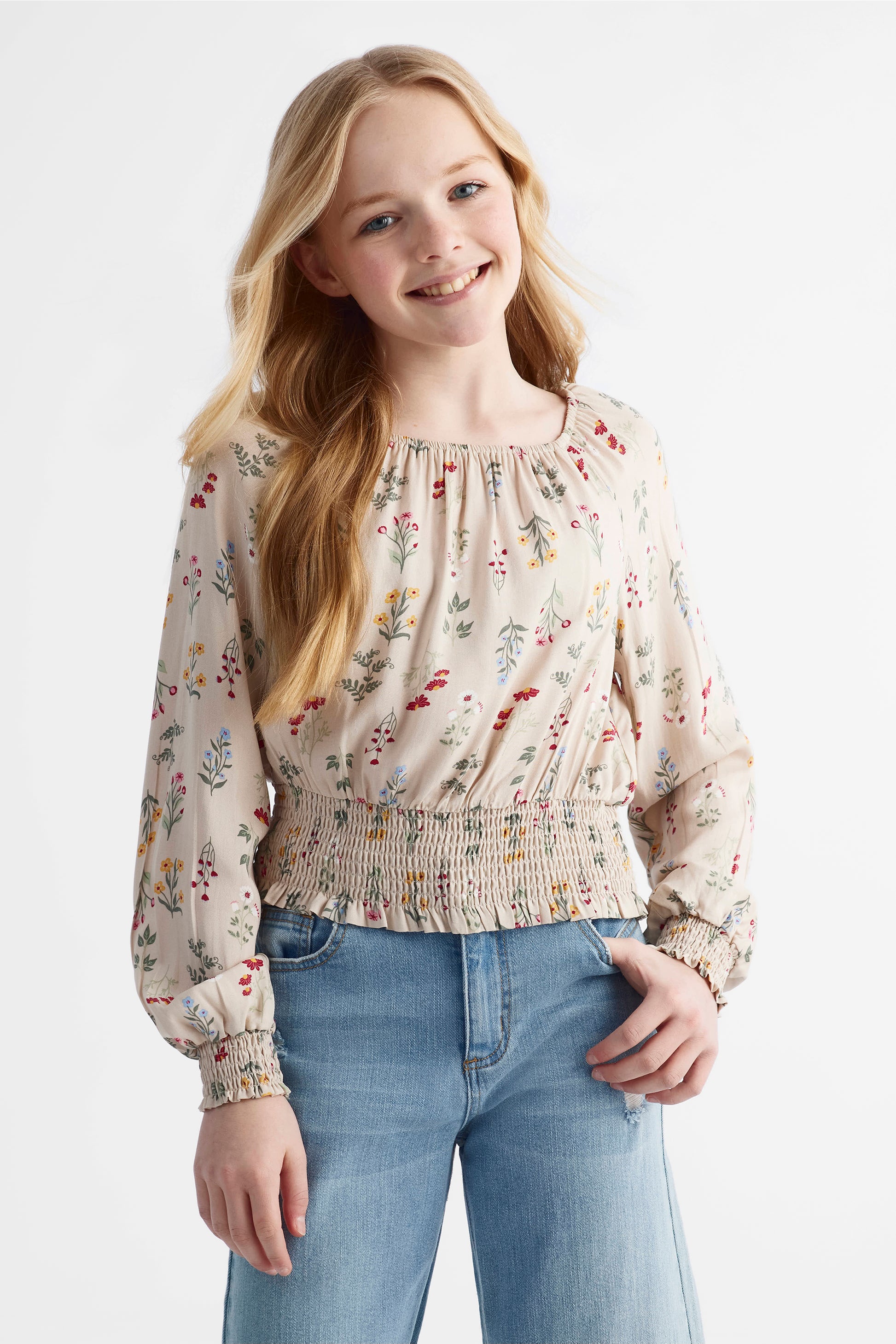 Blouse manches longues - Ado fille && BEIGE/MULTI
