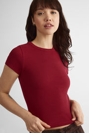 Chandail manches courtes - Ado fille && ROUGE