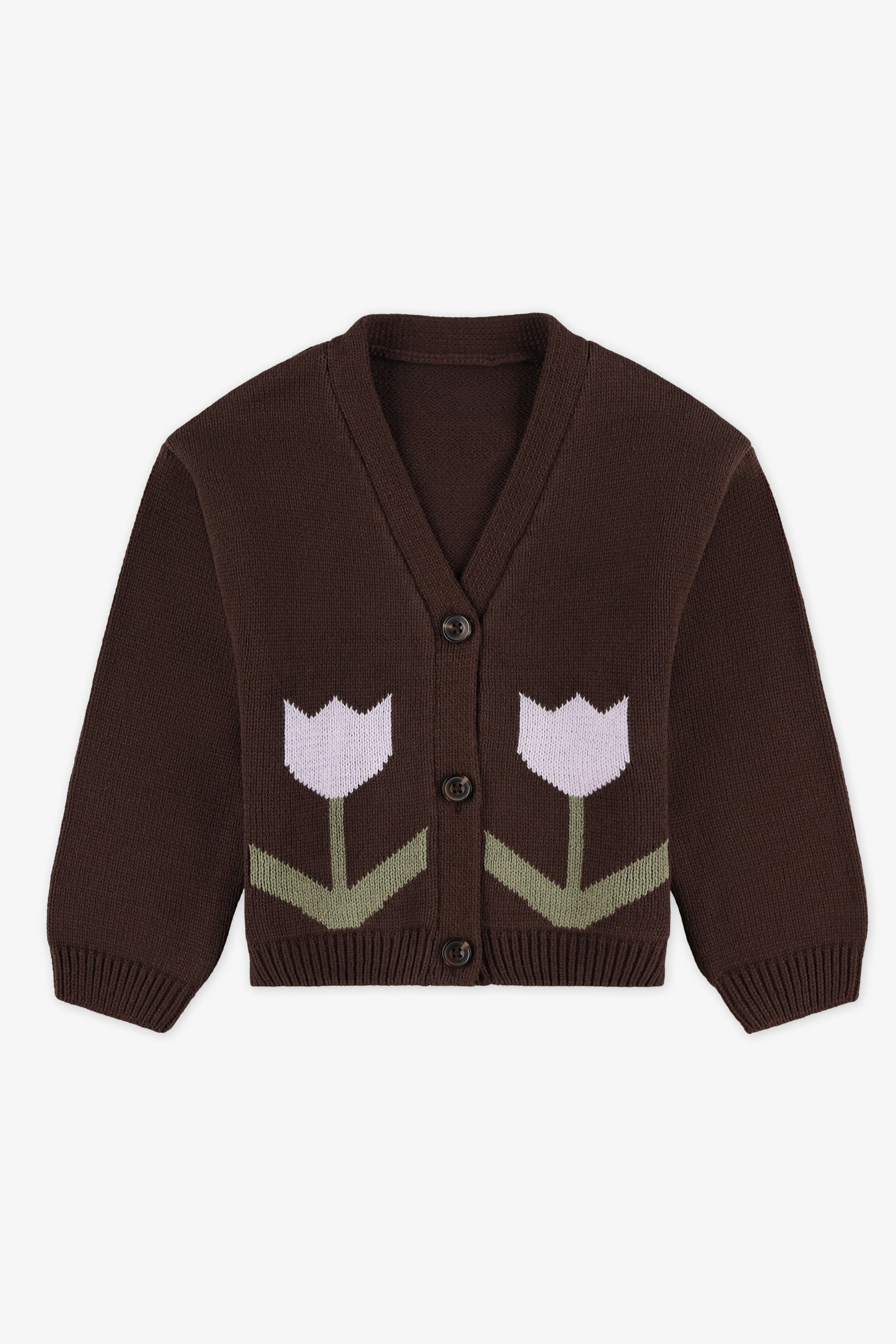 Veste en tricot - Enfant fille && BRUN