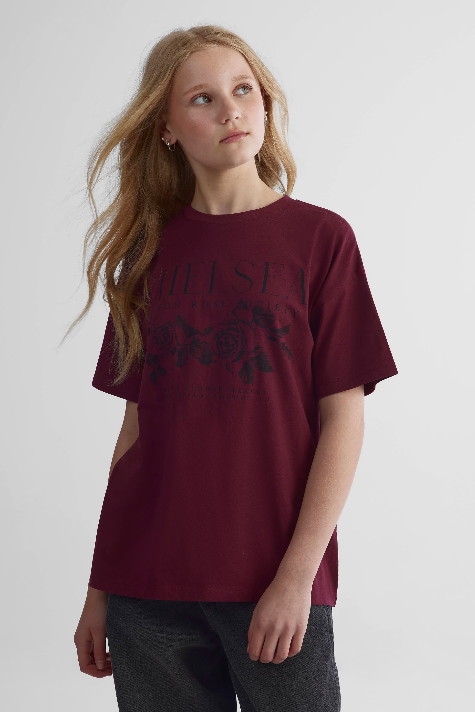 Chandail manches courtes - Ado fille && ROUGE VIN