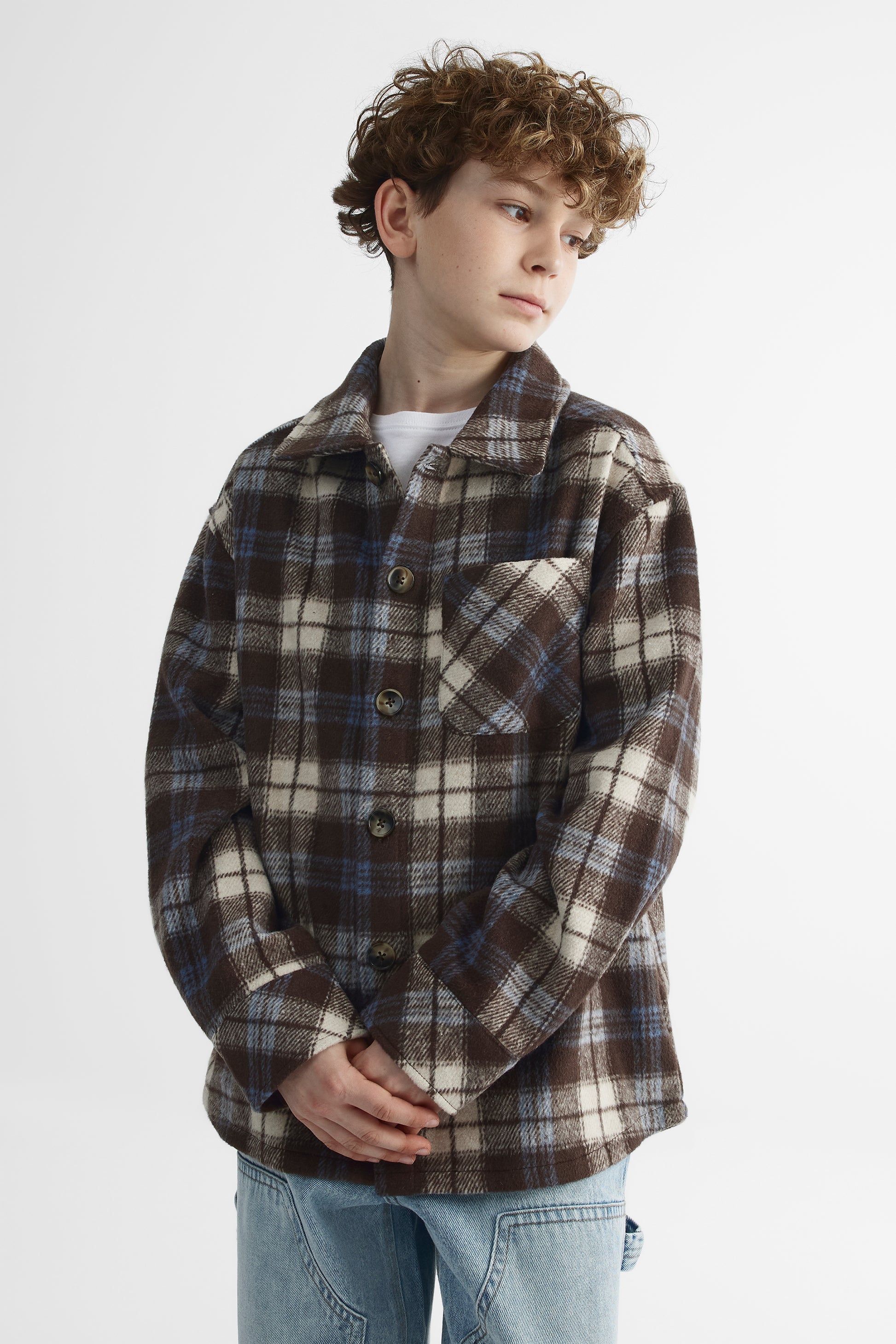 Chemise manches longues - Ado garçon && BRUN/MULTI